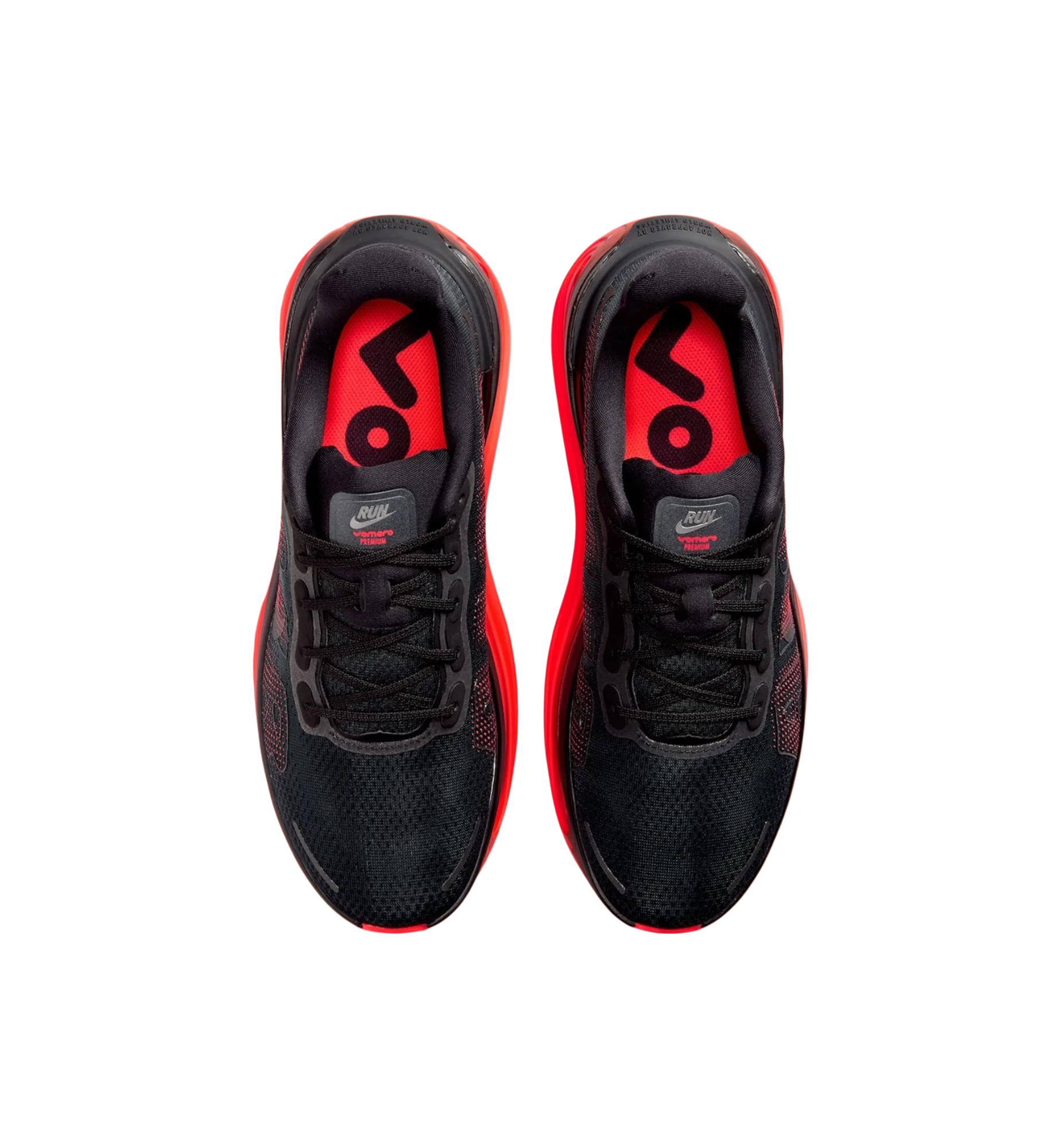 Nike Vomero Premium Black Bright Crimson top view at Stashed UAE