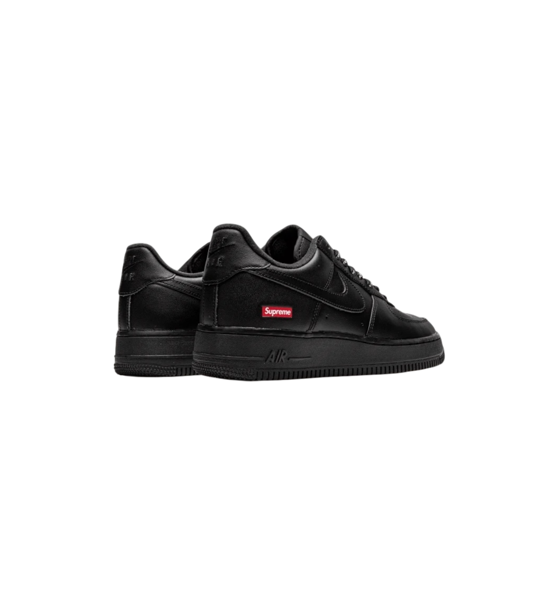 Nike Air Force 1 Low Supreme Black heel view at Stashed UAE