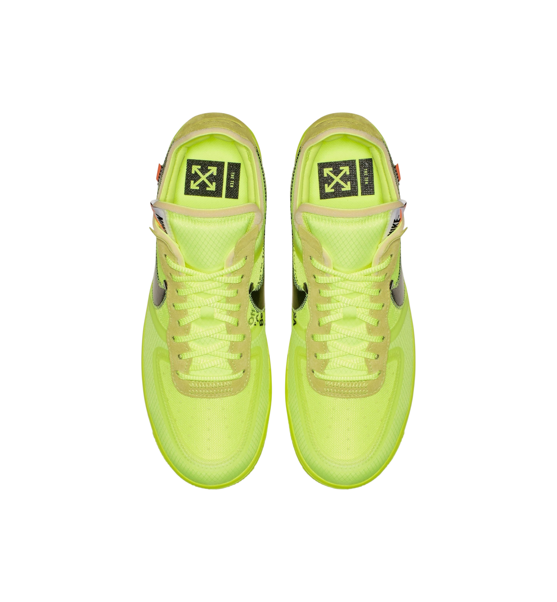Nike Air Force 1 Low Off-White Volt top view at Stashed UAE