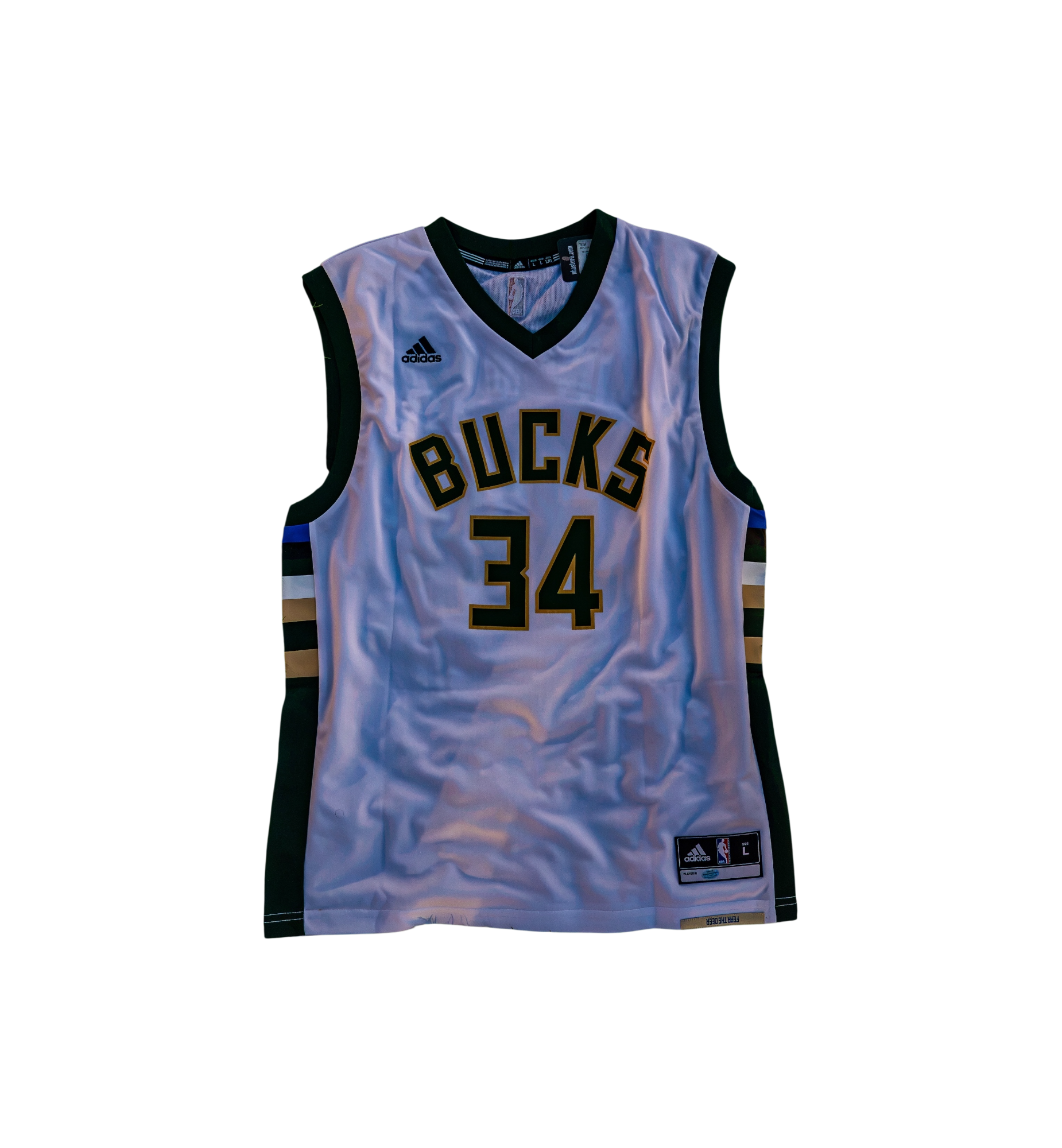 Adidas Giannis Antetokounmpo Milwaukee Bucks #34 Autographed Jersey front view at Stashed UAE