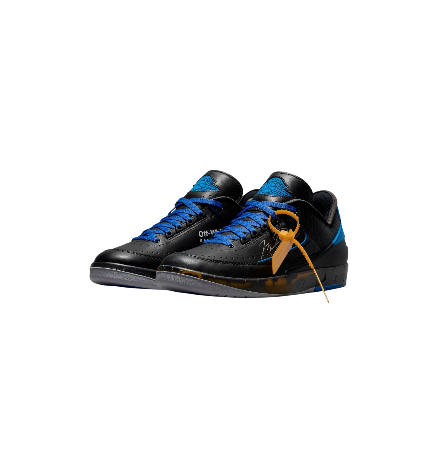 Air Jordan 2 Retro Low SP Off-White Black Blue pair at Stashed UAE