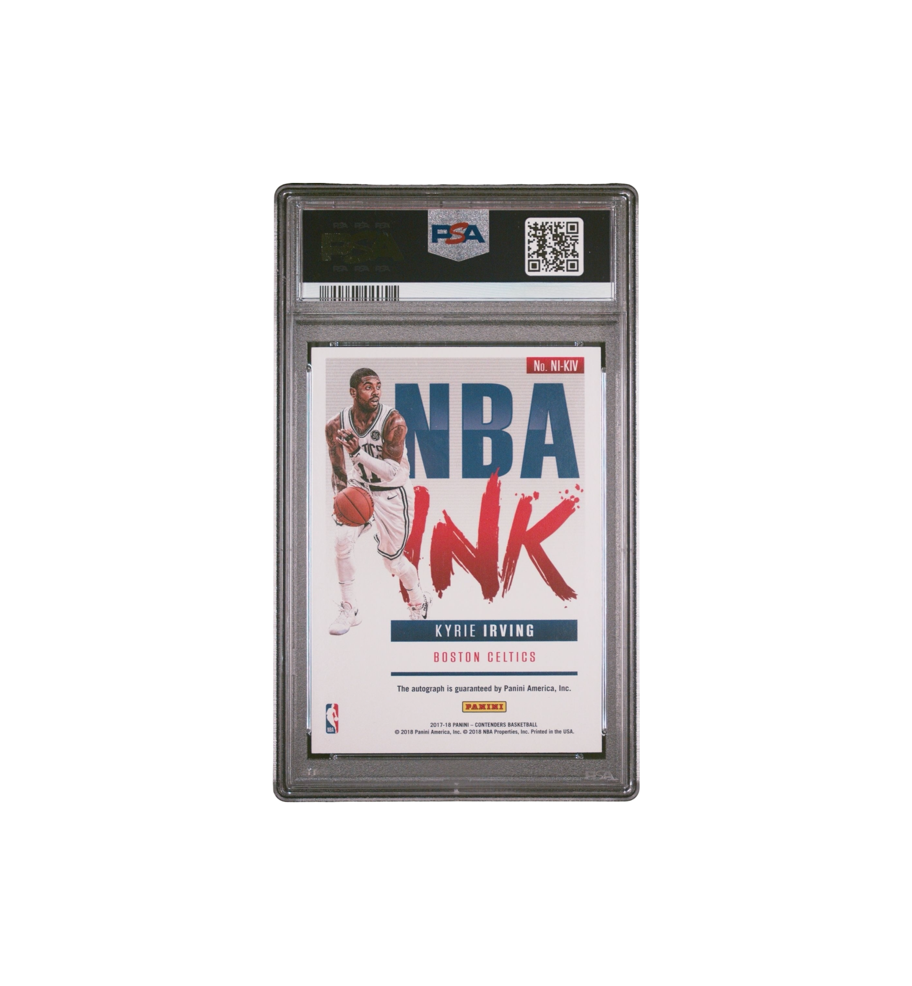 2017 Panini Contenders NBA Ink Autographs 07/25 GEM MT 10 Kyrie Irving back view at Stashed UAE