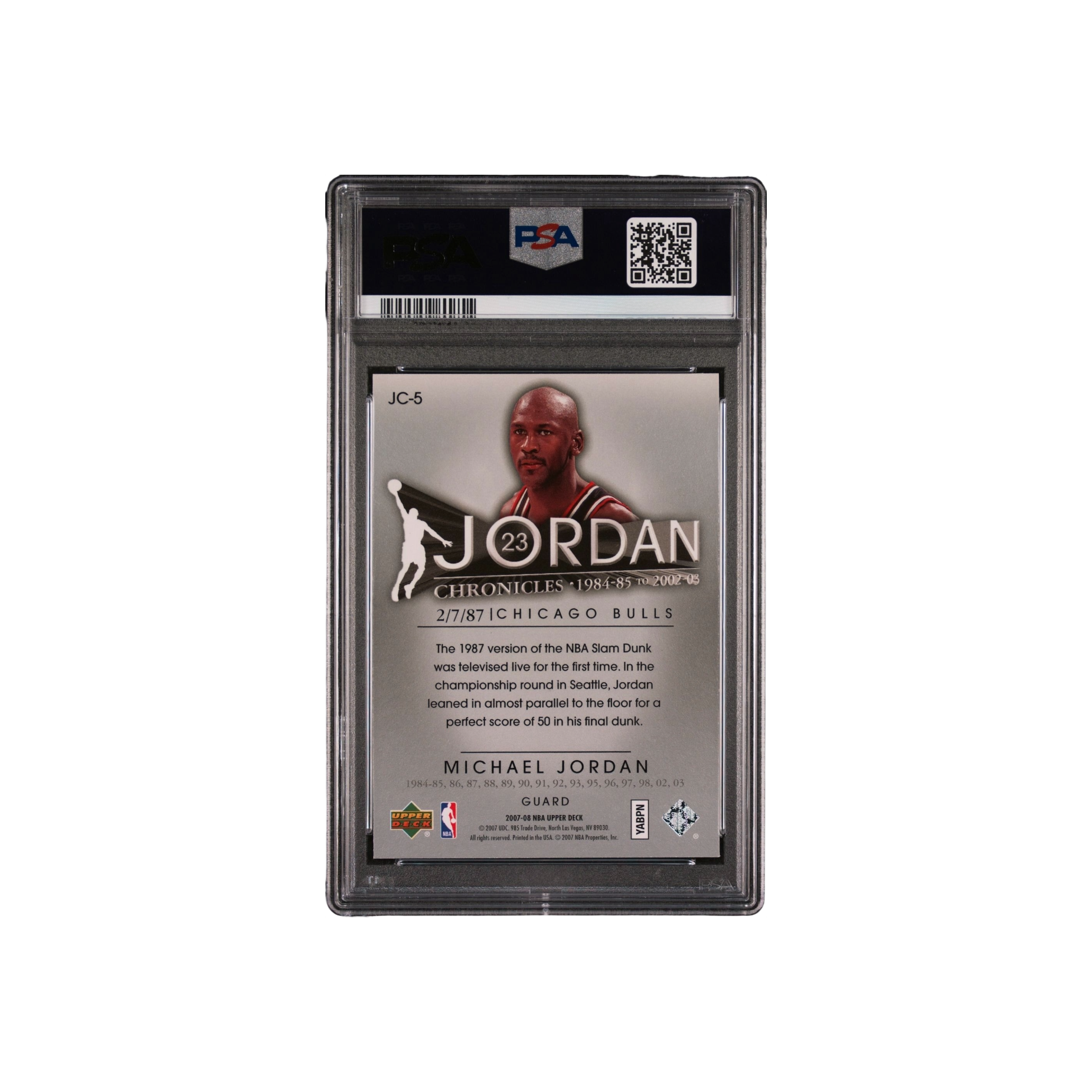2007 Upper Deck Jordan Chronicles GEM MT 10 Michael Jordan back view at Stashed UAE