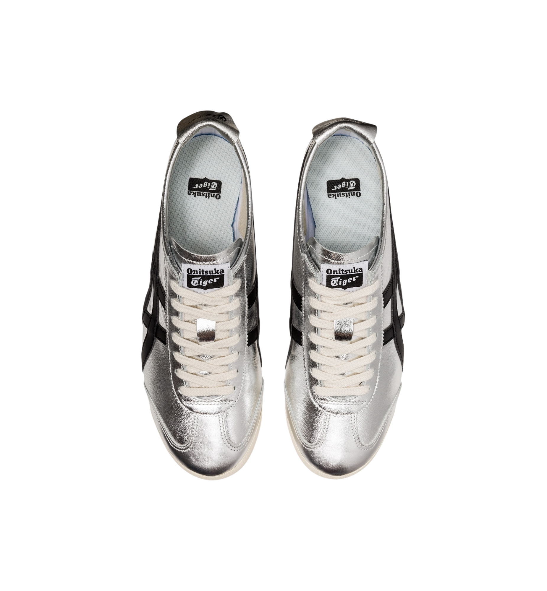 Onitsuka Tiger Mexico 66 Pure Silver Black top view at Stashed UAE