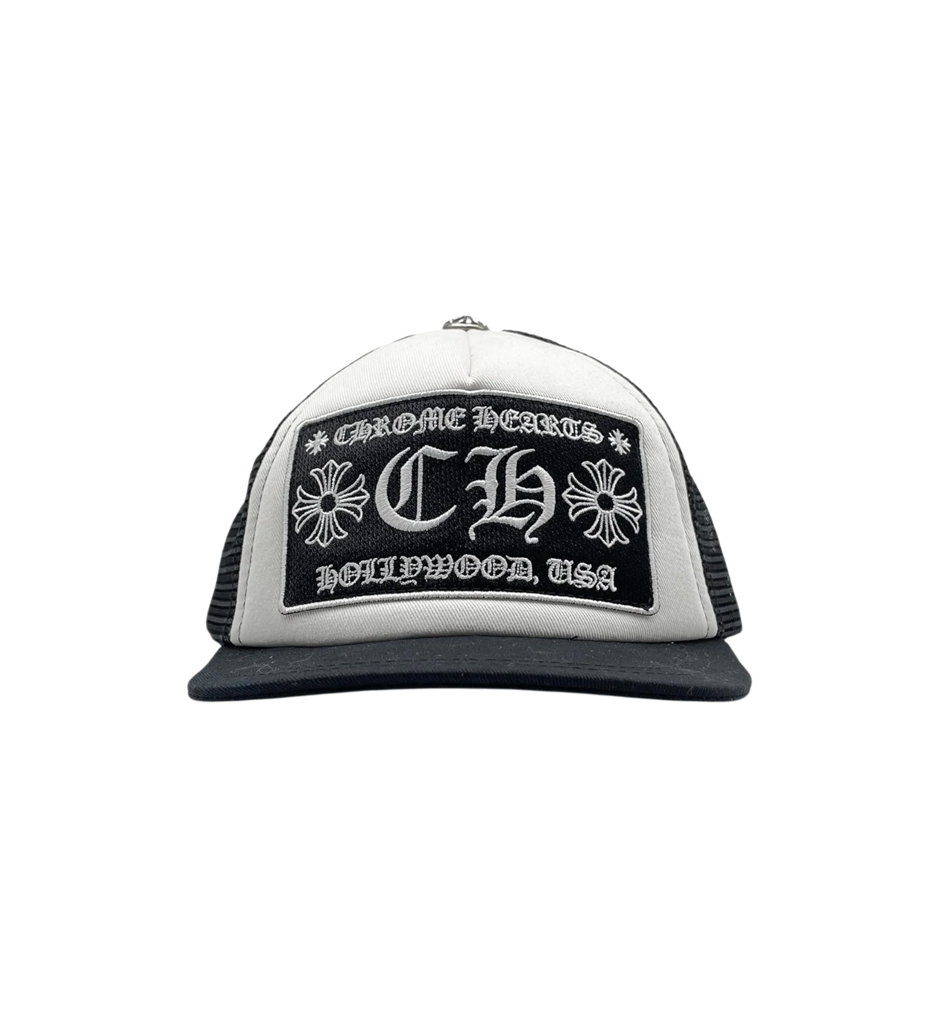 Chrome Hearts CH Hollywood Trucker Hat "Black/White"