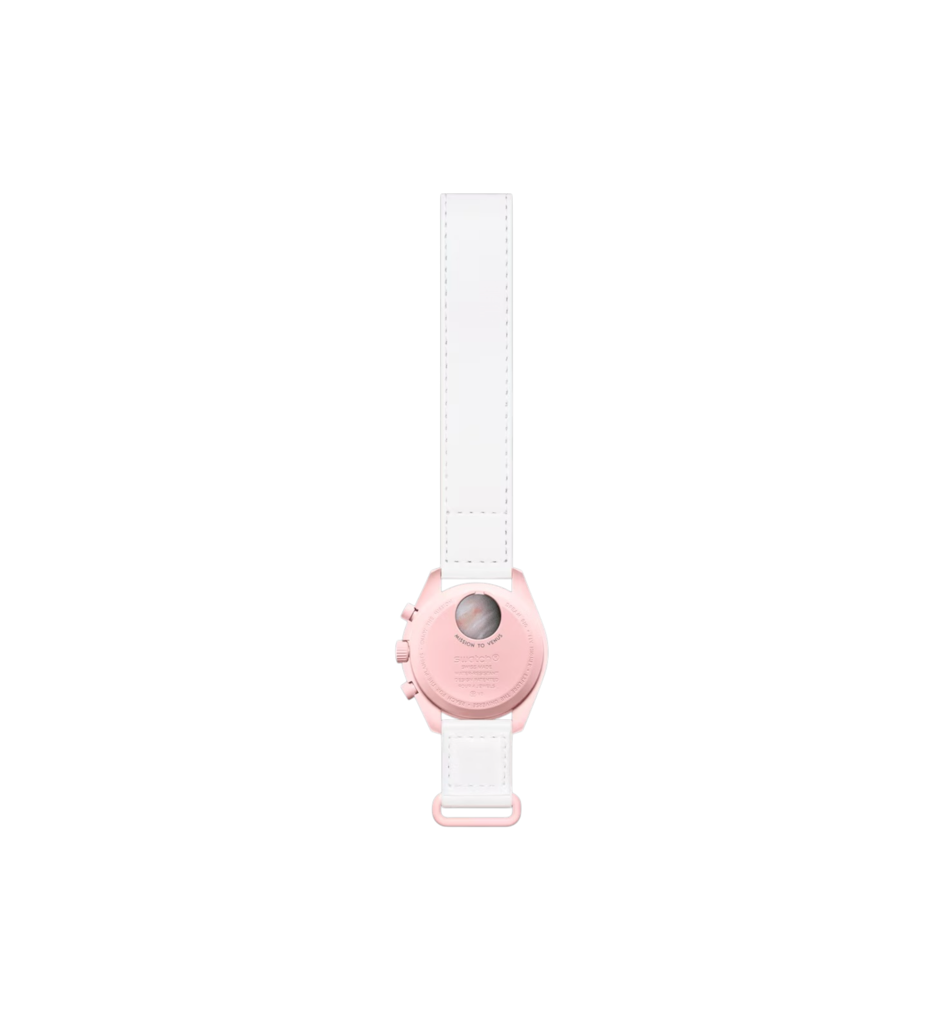 Swatch x Omega Bioceramic Moonswatch Mission to Venus back view at Stashed UAE