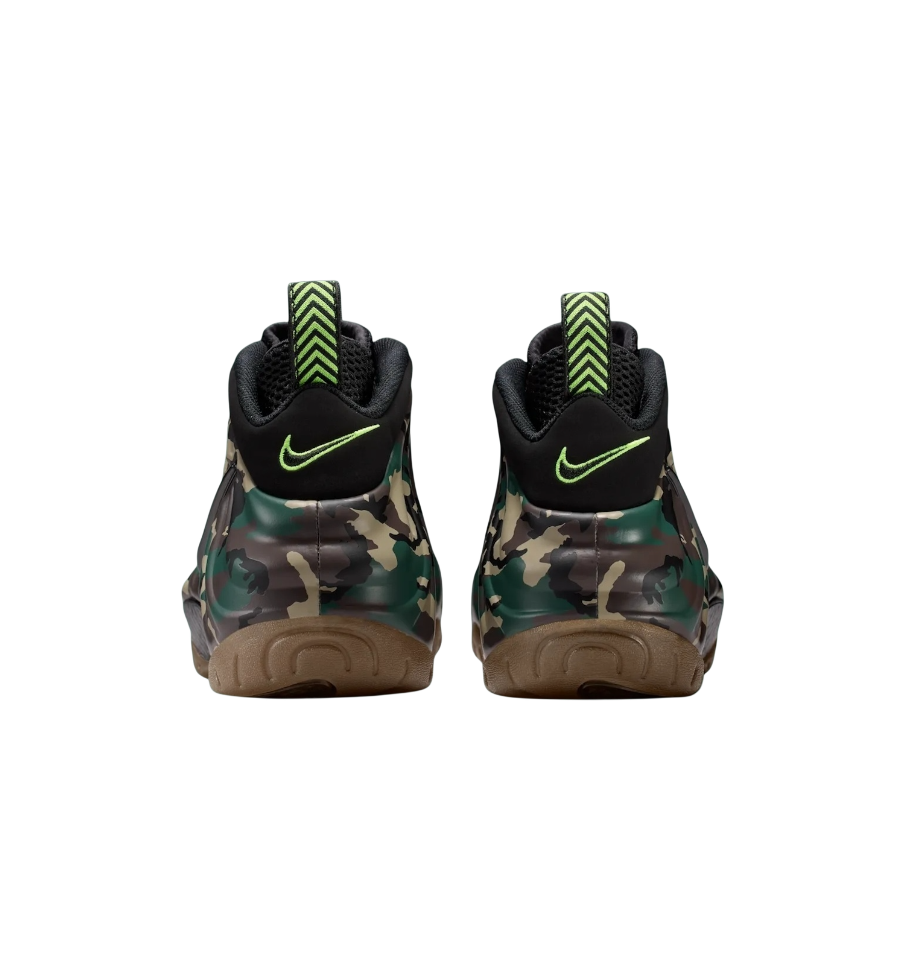 Nike Air Foamposite Pro Army Camo 2026 heel view at Stashed UAE