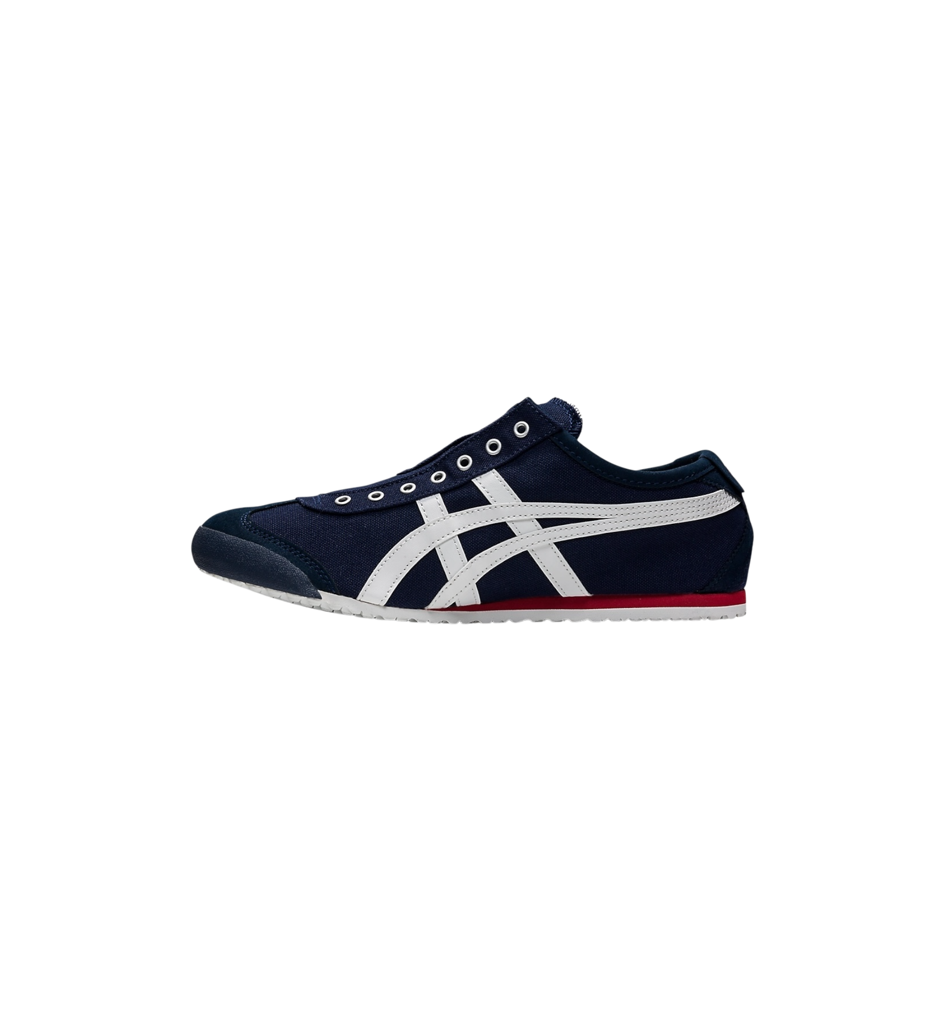 Onitsuka Tiger Mexico 66 Slip-On Navy Off-White Red side view at Stashed UAE