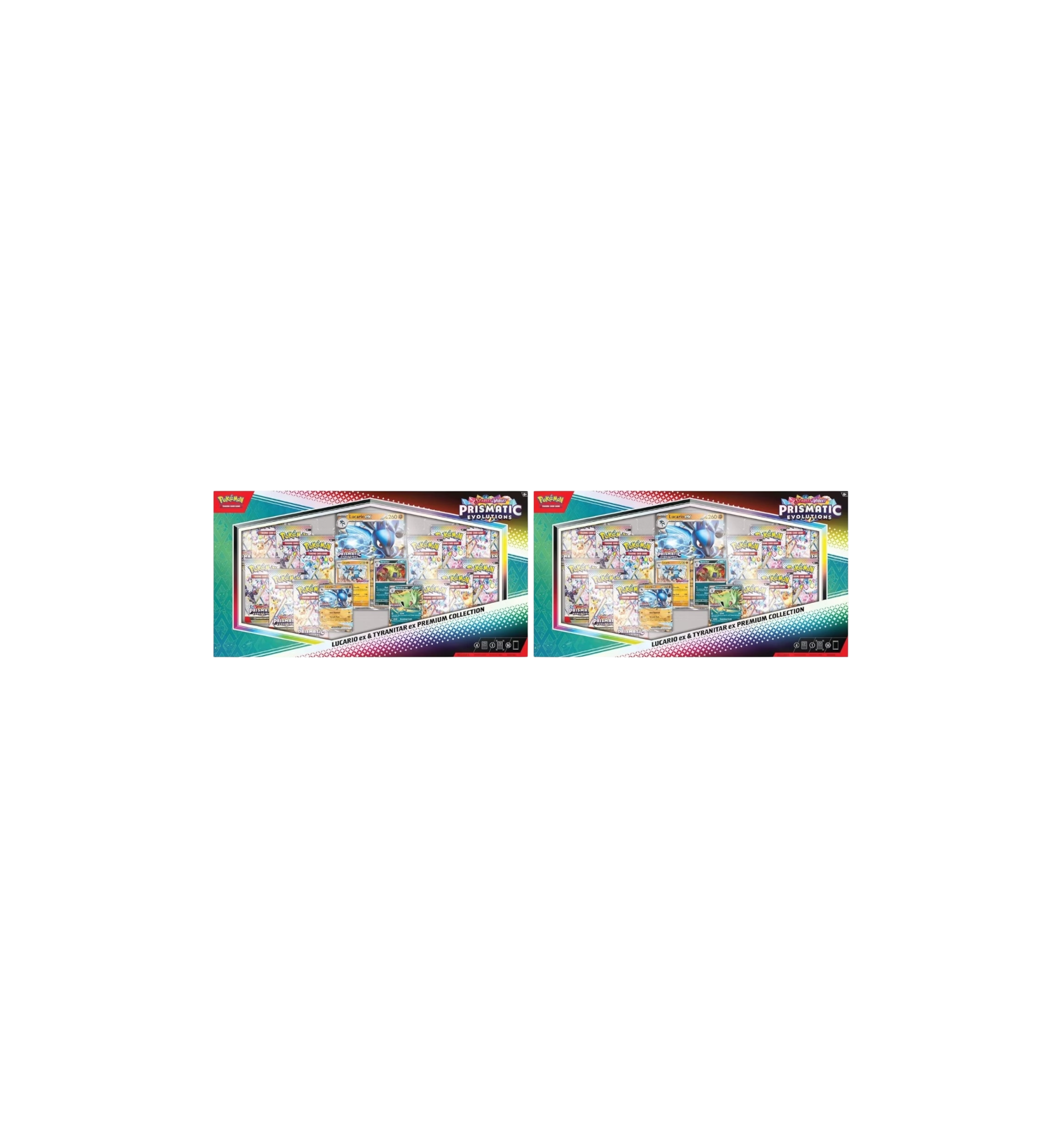 2025 Pokémon Scarlet & Violet Prismatic Evolutions Lucario ex & Tyranitar ex Premium Collection Sam's Club Exclusive 2 Boxes at Stashed UAE