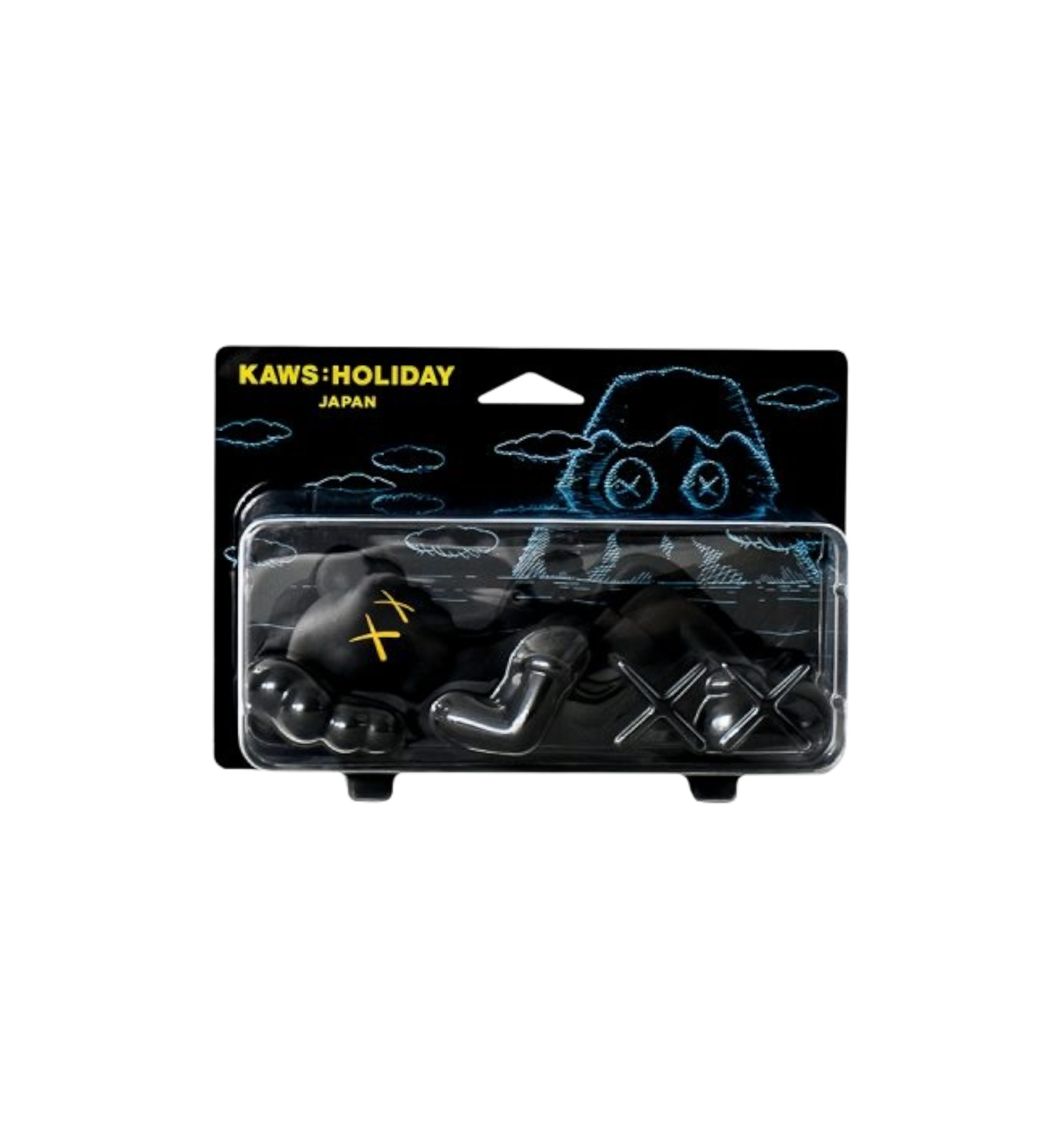 KAWS Holiday Japan Vinyl Figure Black packaging detail at Stashed UAE