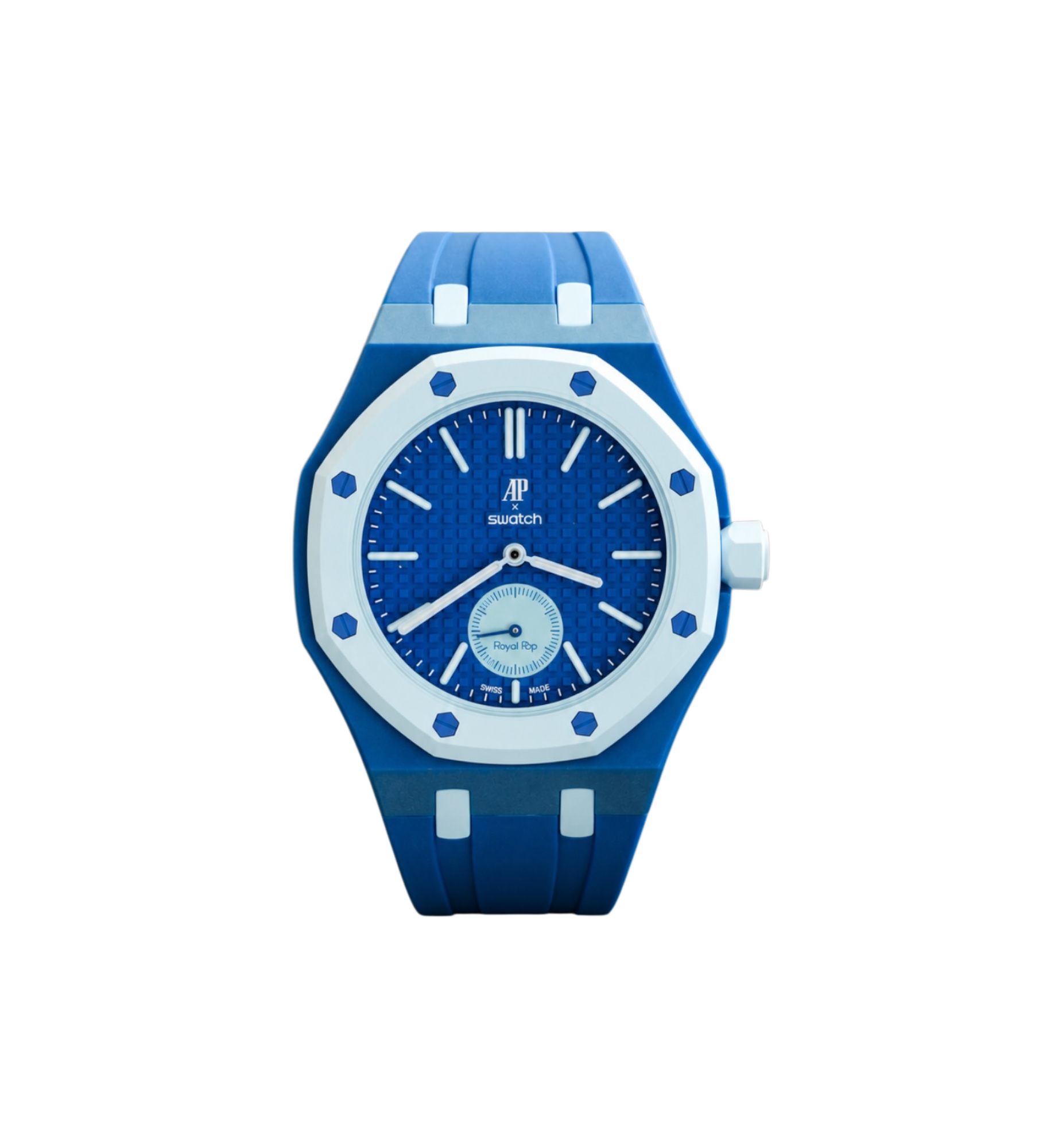 Swatch x Audemars Piguet Bioceramic Royal Pop Watch & Rubber Bracelet Bundle Lan Ba/Blue/Light Blue at Stashed UAE