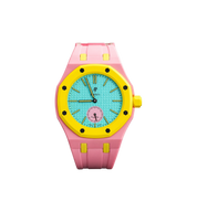 Swatch x Audemars Piguet Bioceramic Royal Pop Watch & Rubber Bracelet Bundle Otg Roz/Pink/Yellow at Stashed UAE