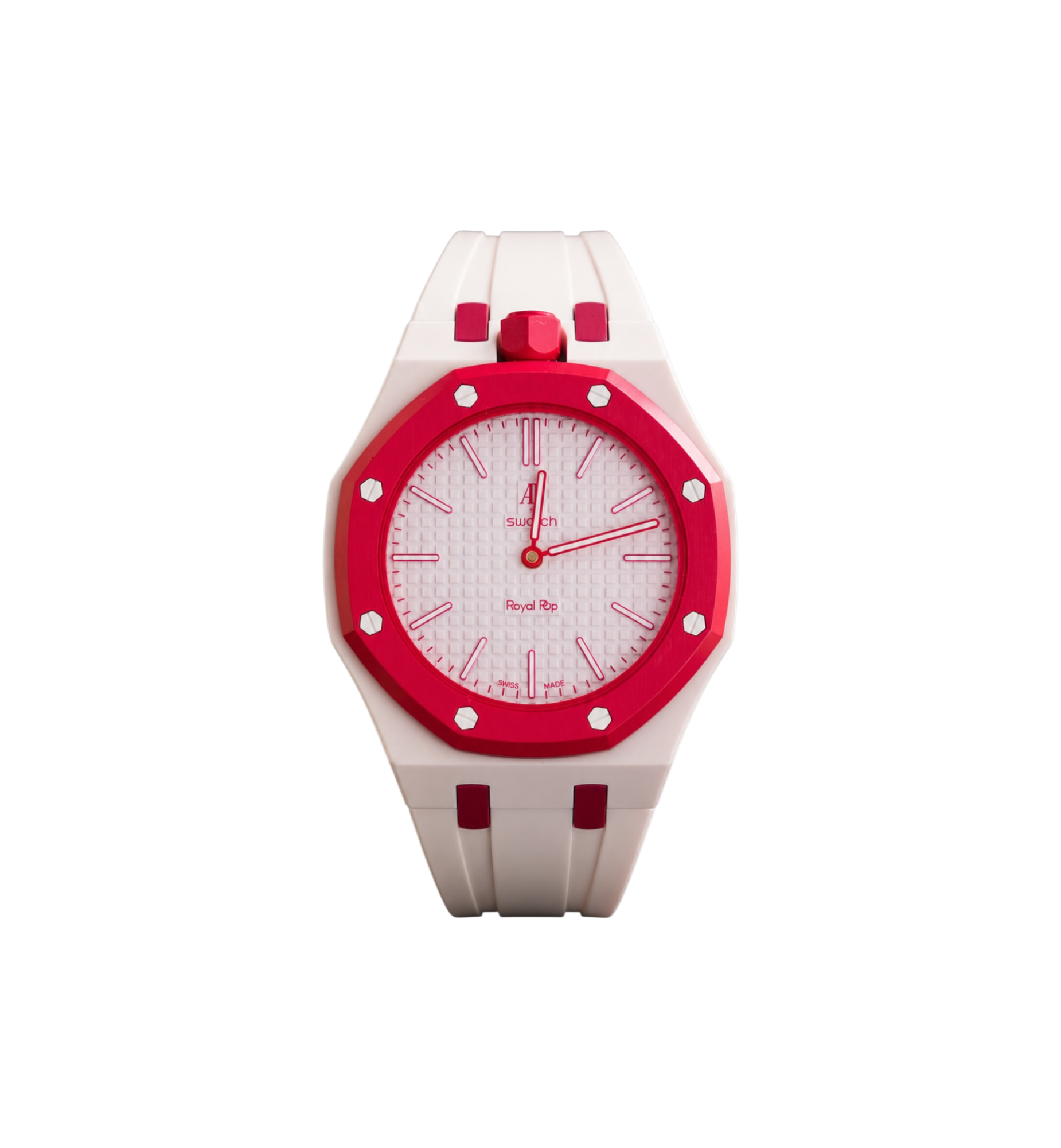 Swatch x Audemars Piguet Bioceramic Royal Pop Watch & Rubber Bracelet Bundle Otto Rosso/Rose Pink/Red at Stashed UAE