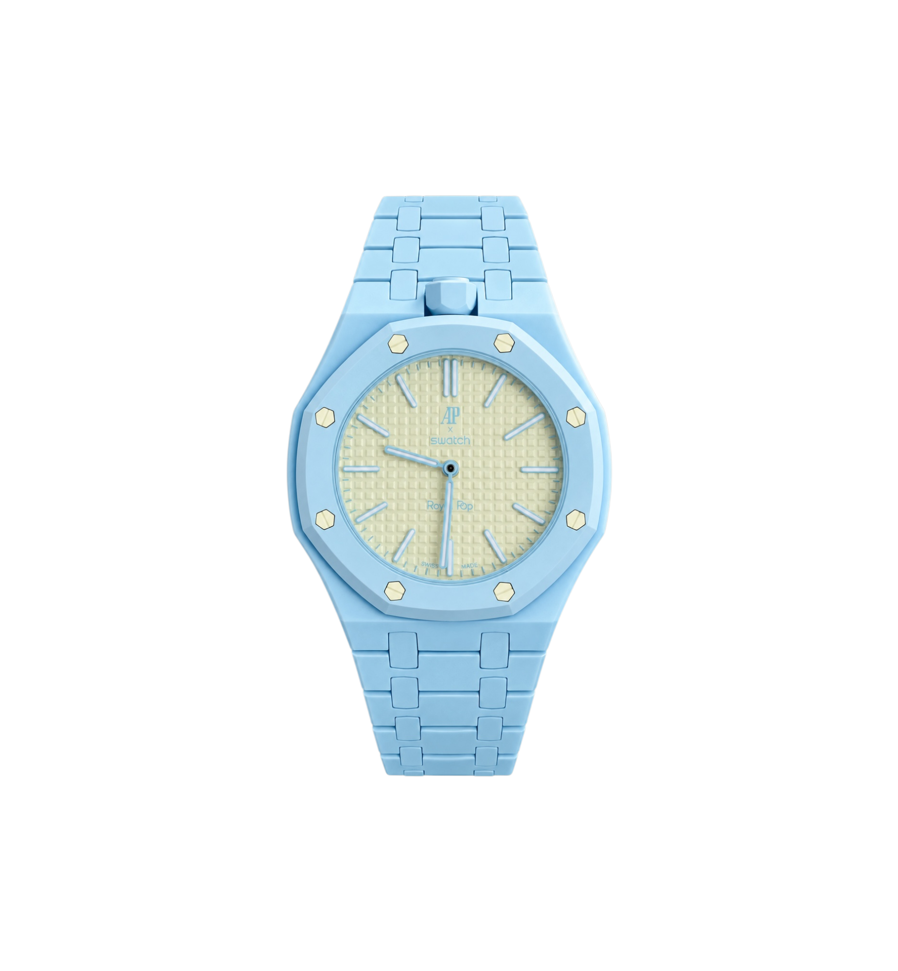 Swatch x Audemars Piguet Bioceramic Royal Pop Watch & Bracelet Bundle Blaue Acht/Light Blue at Stashed UAE