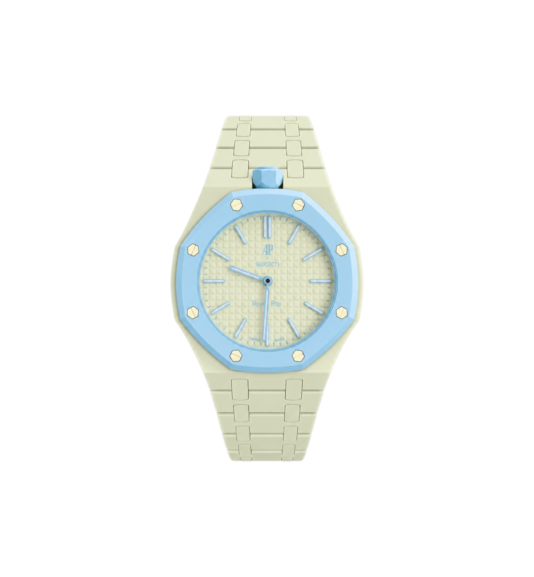 Swatch x Audemars Piguet Bioceramic Royal Pop Watch & Bracelet Bundle Blaue Acht/Mint Green at Stashed UAE