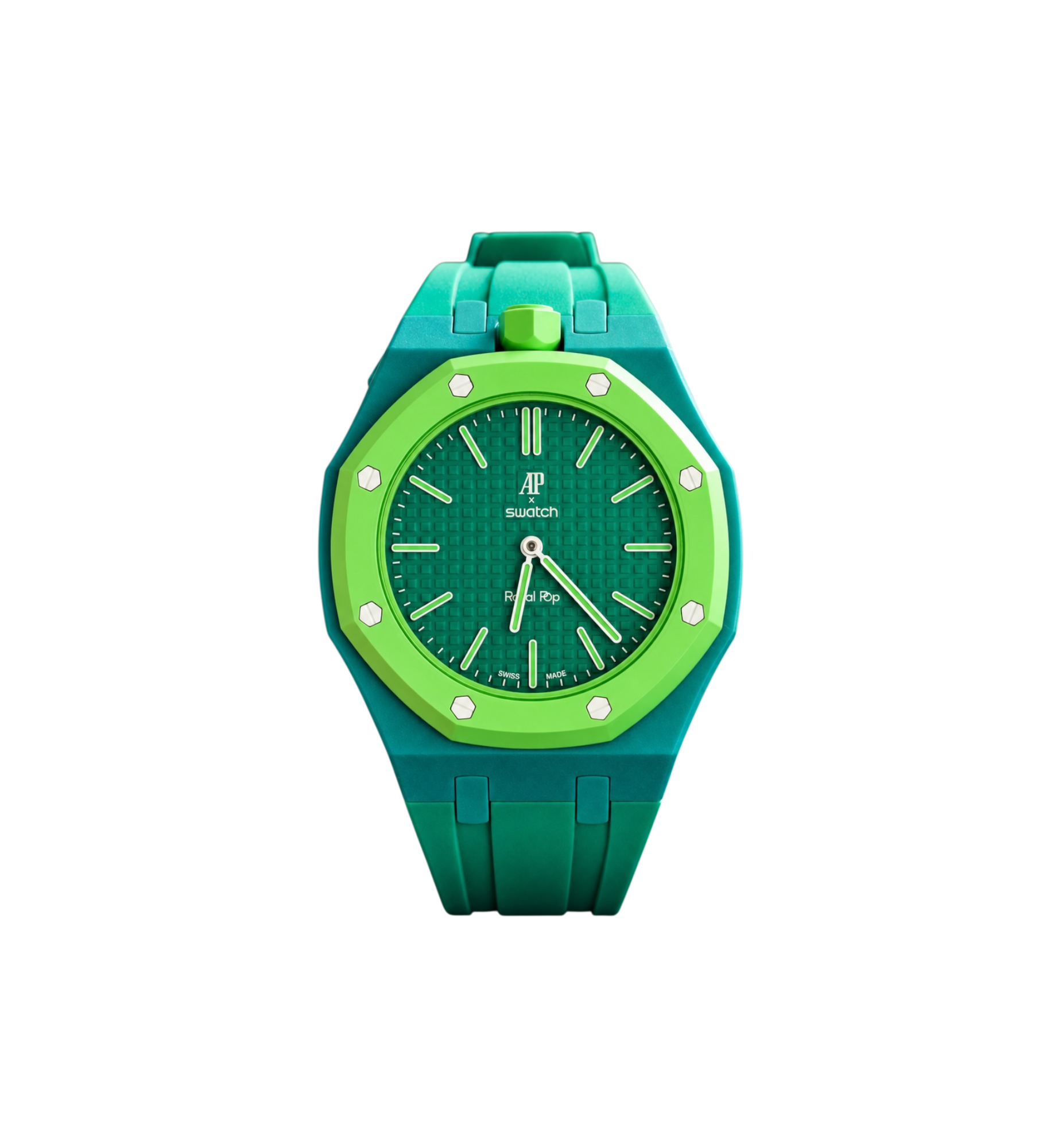 Swatch x Audemars Piguet Bioceramic Royal Pop Watch & Rubber Bracelet Bundle Green Eight/Green at Stashed UAE