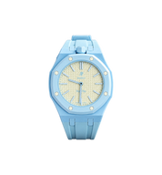 Swatch x Audemars Piguet Bioceramic Royal Pop Watch & Rubber Bracelet Bundle Blaue Acht/Light Blue at Stashed UAE