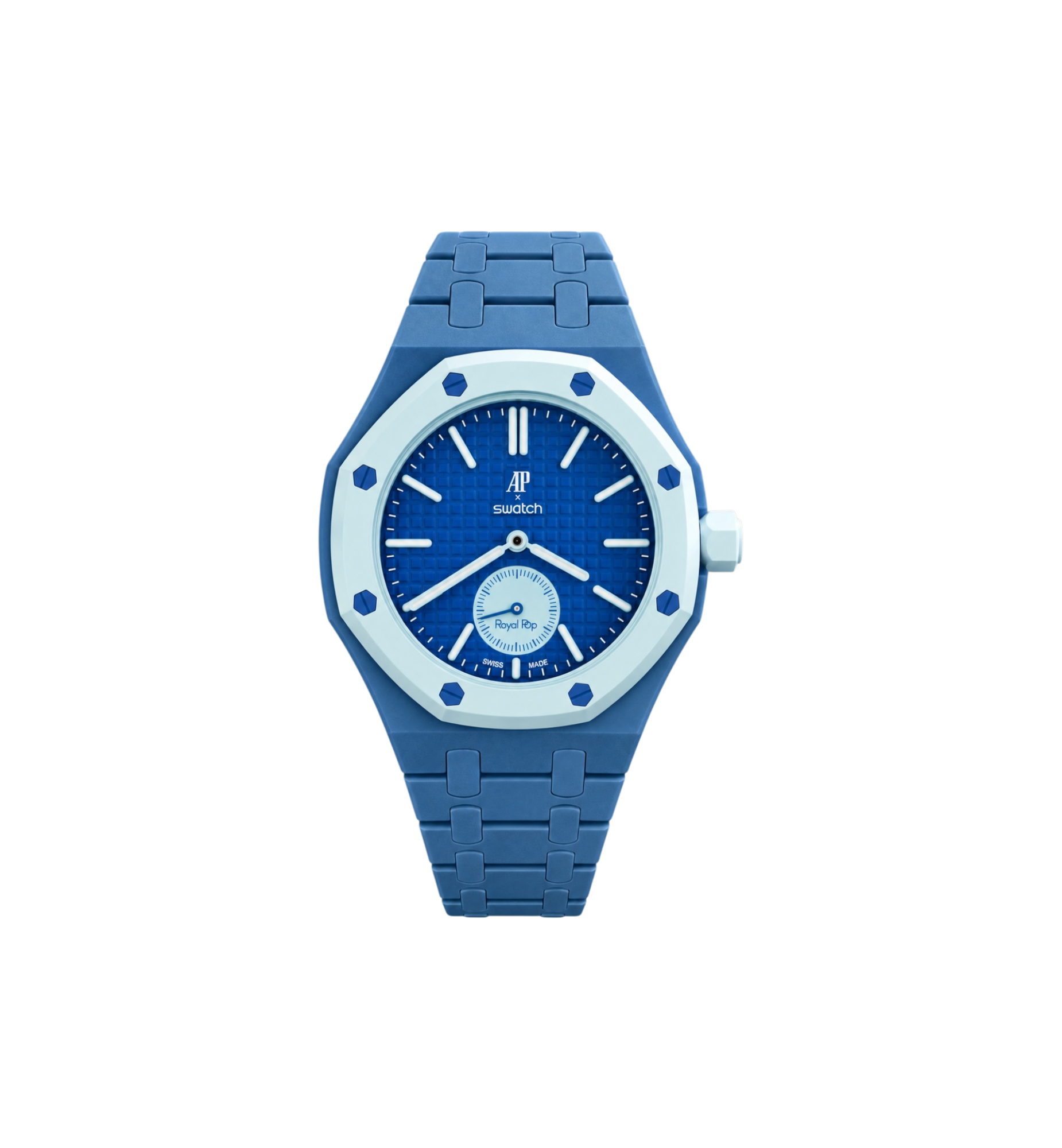 Swatch x Audemars Piguet Bioceramic Royal Pop Watch & Bracelet Bundle Lan Ba/Blue at Stashed UAE