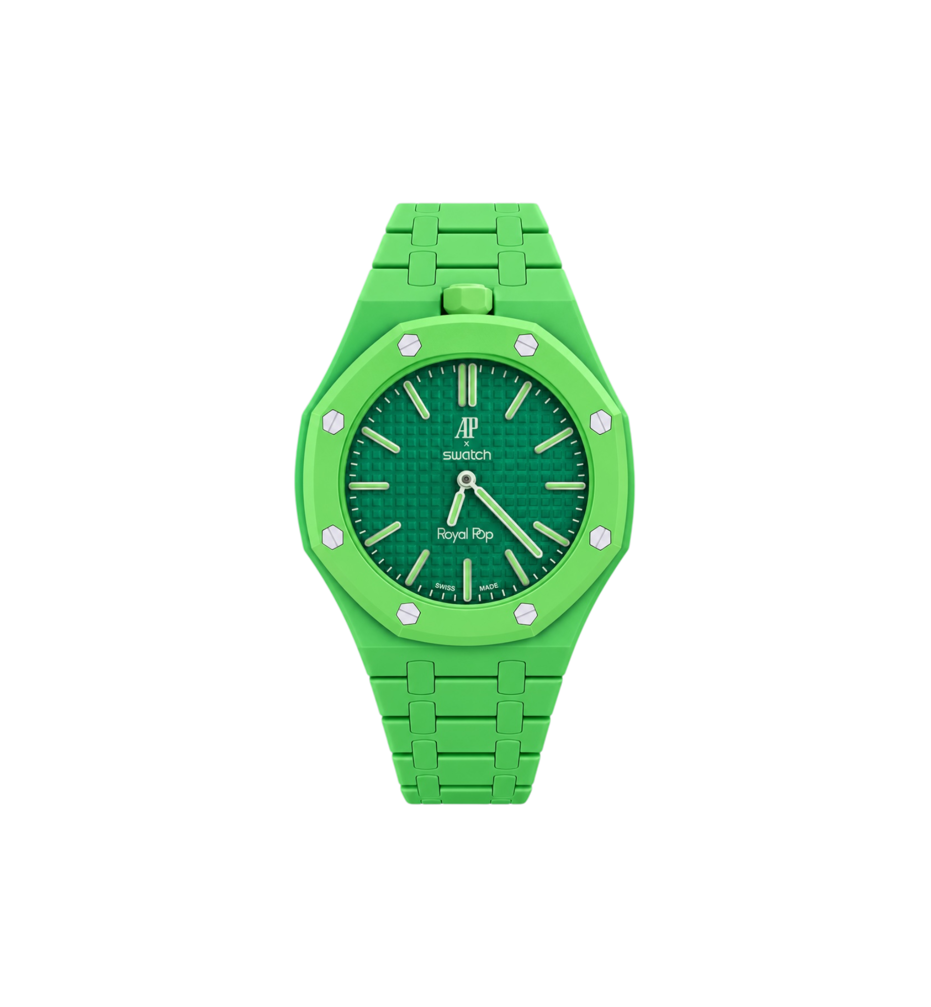 Swatch x Audemars Piguet Bioceramic Royal Pop Watch & Bracelet Bundle Green Eight/Bright Green at Stashed UAE