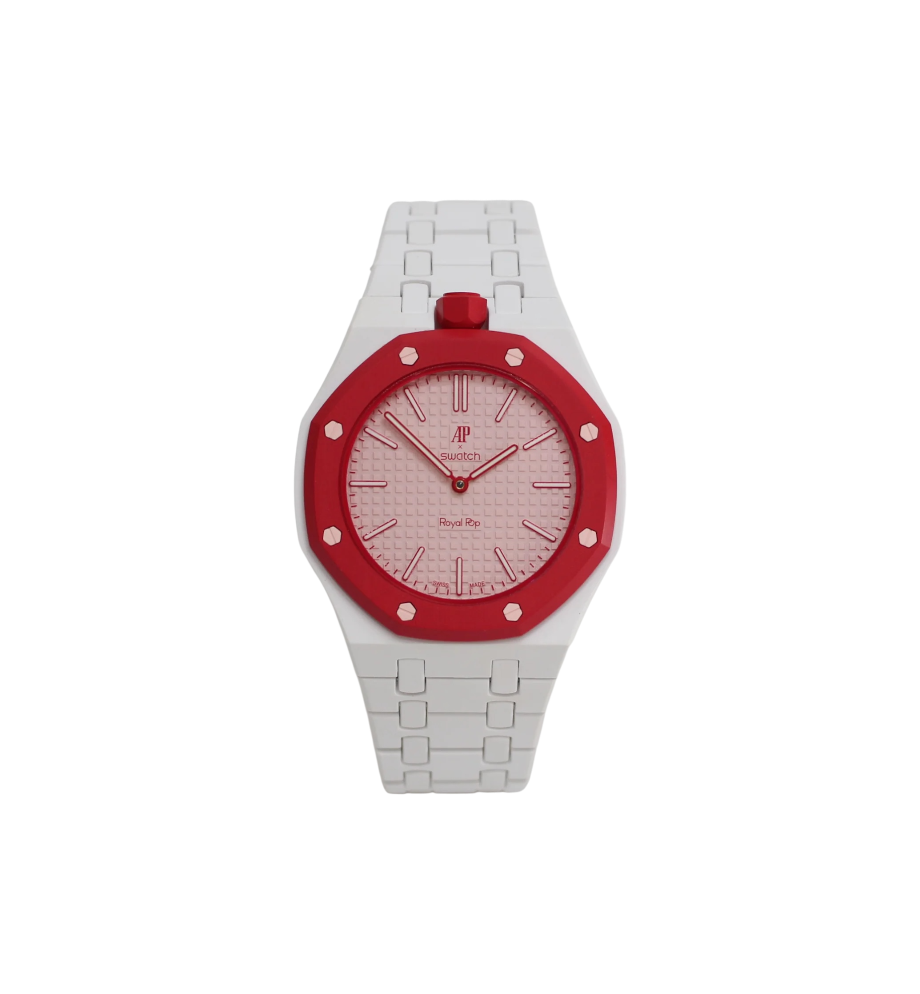 Swatch x Audemars Piguet Bioceramic Royal Pop Watch & Bracelet Bundle Otto Rosso/White at Stashed UAE