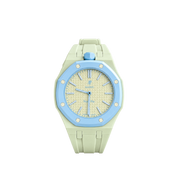 Swatch x Audemars Piguet Bioceramic Royal Pop Watch & Rubber Bracelet Bundle Blaue Acht/Mint Green at Stashed UAE