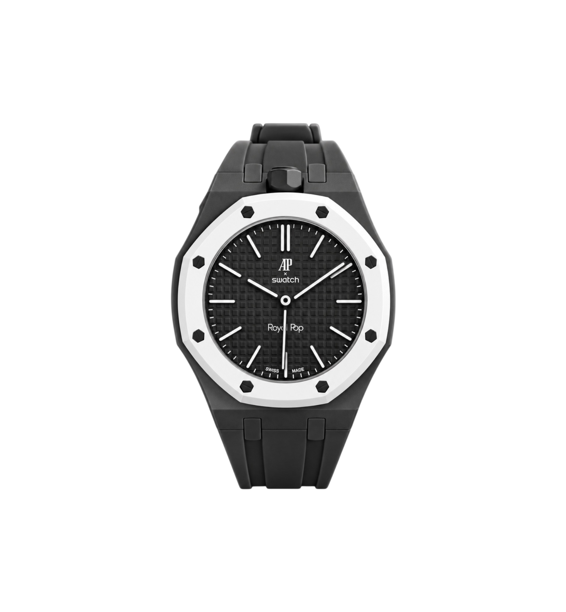Swatch x Audemars Piguet Bioceramic Royal Pop Watch & Rubber Bracelet Bundle Ocho Negro/Black at Stashed UAE