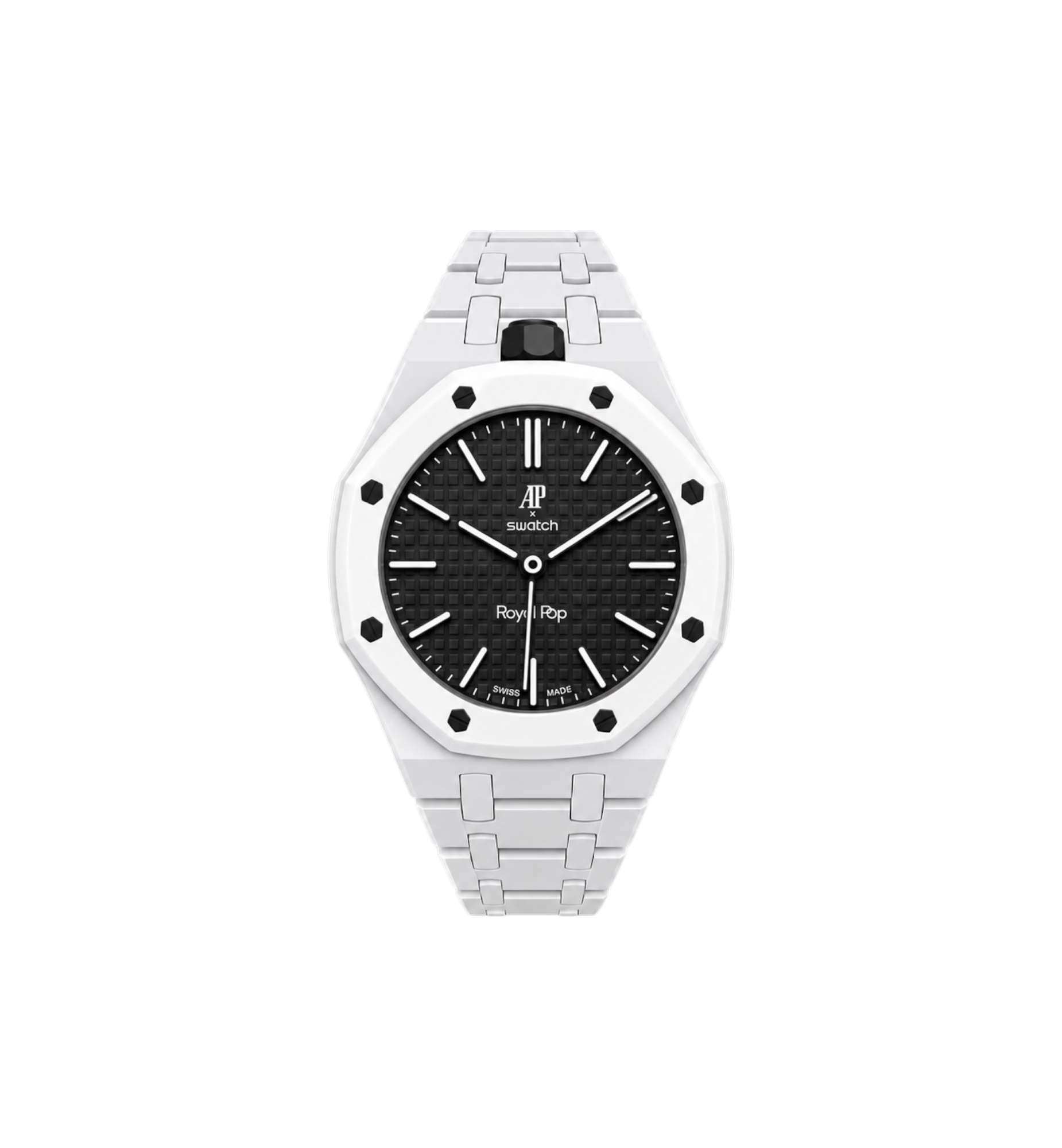Swatch x Audemars Piguet Bioceramic Royal Pop Watch & Bracelet Bundle Ocho Negro/White at Stashed UAE