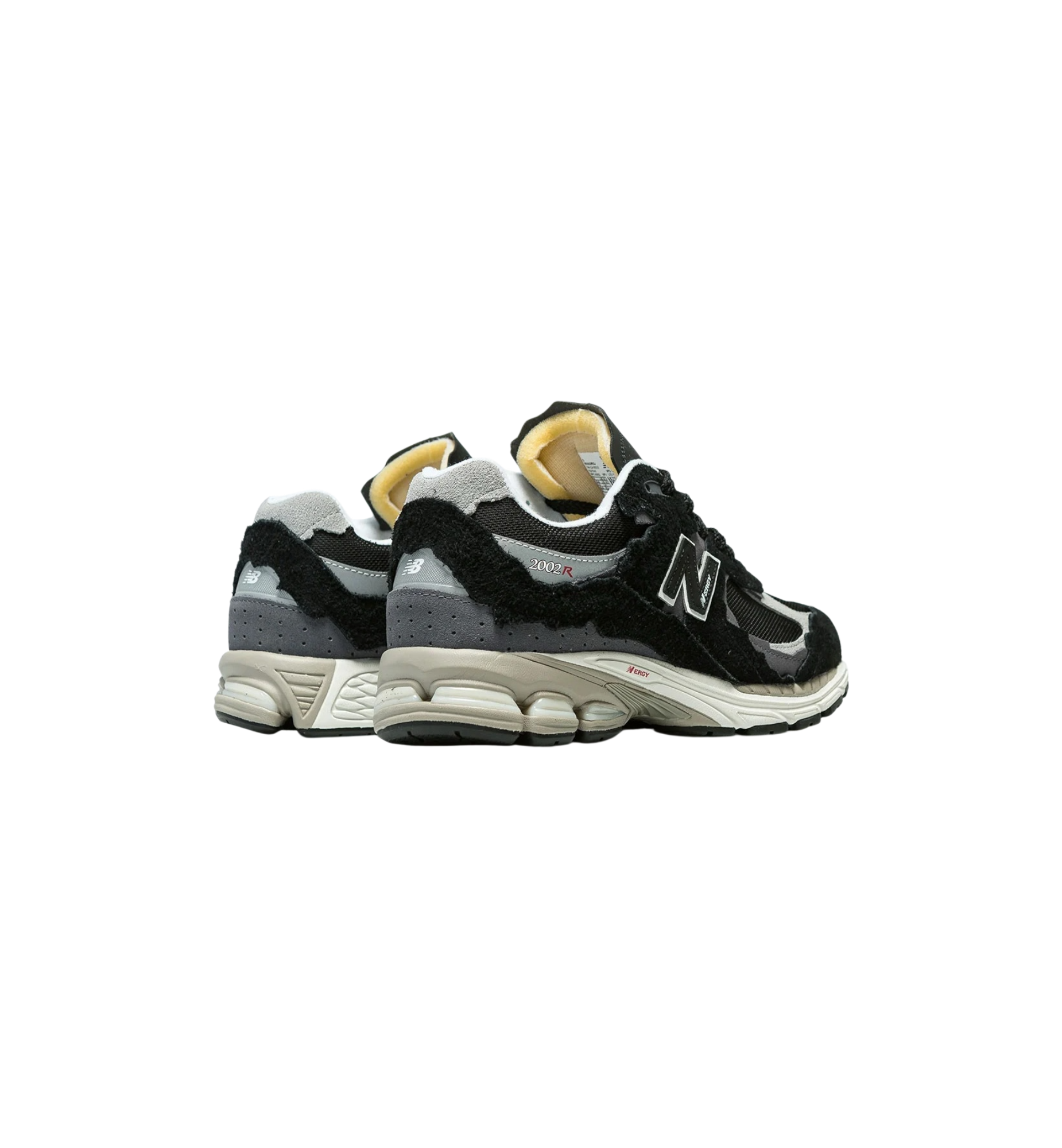 New Balance 2002R Protection Pack Black Grey heel view at Stashed UAE