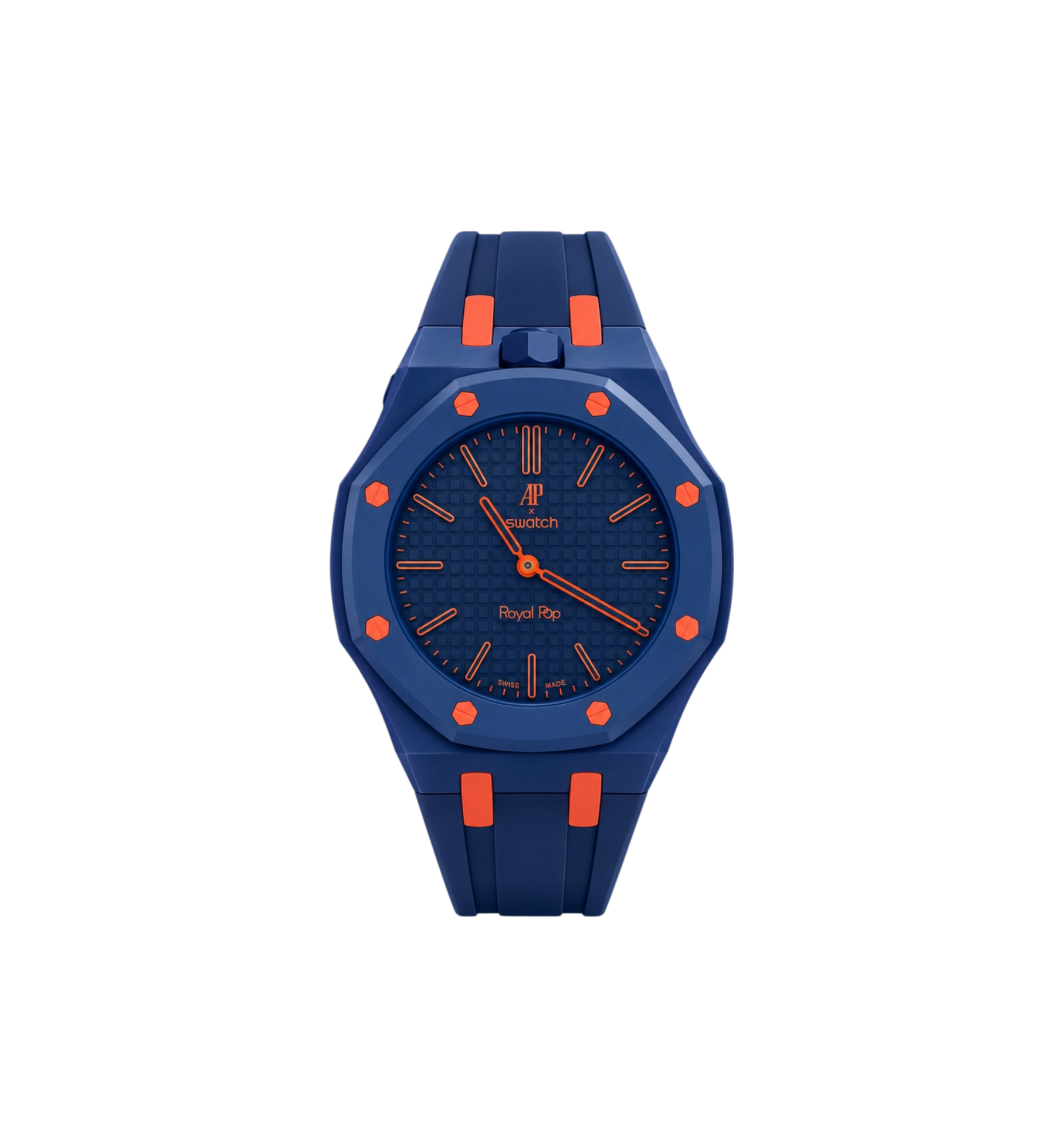 Swatch x Audemars Piguet Bioceramic Royal Pop Watch & Rubber Bracelet Bundle Orenji Hachi/Blue/Orange at Stashed UAE