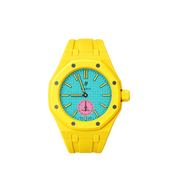 Swatch x Audemars Piguet Bioceramic Royal Pop Watch & Rubber Bracelet Bundle Otg Roz/Yellow at Stashed UAE