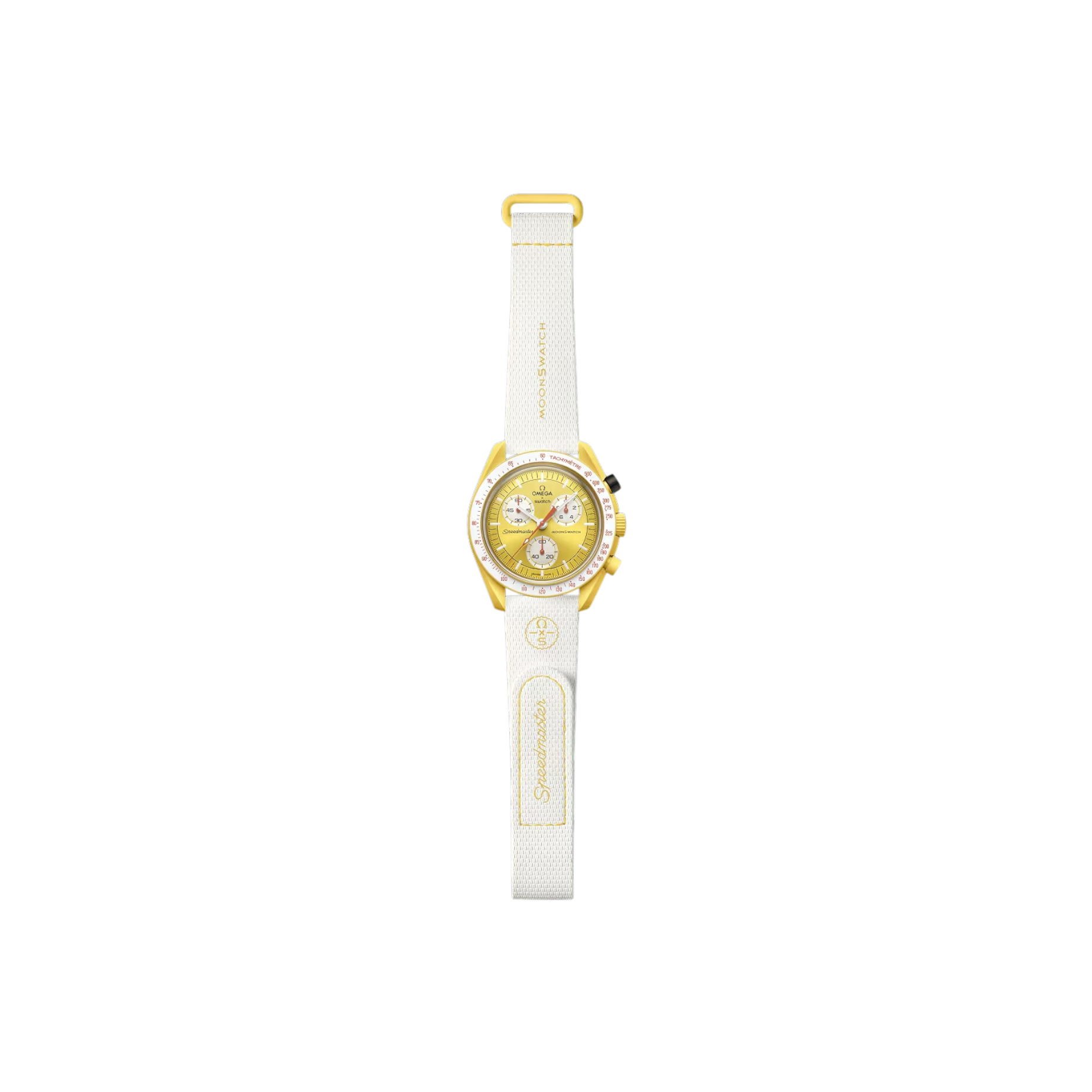 Swatch x Omega Bioceramic Moonswatch Mission to the Sun Solar Eclipse front view at Stashed UAE