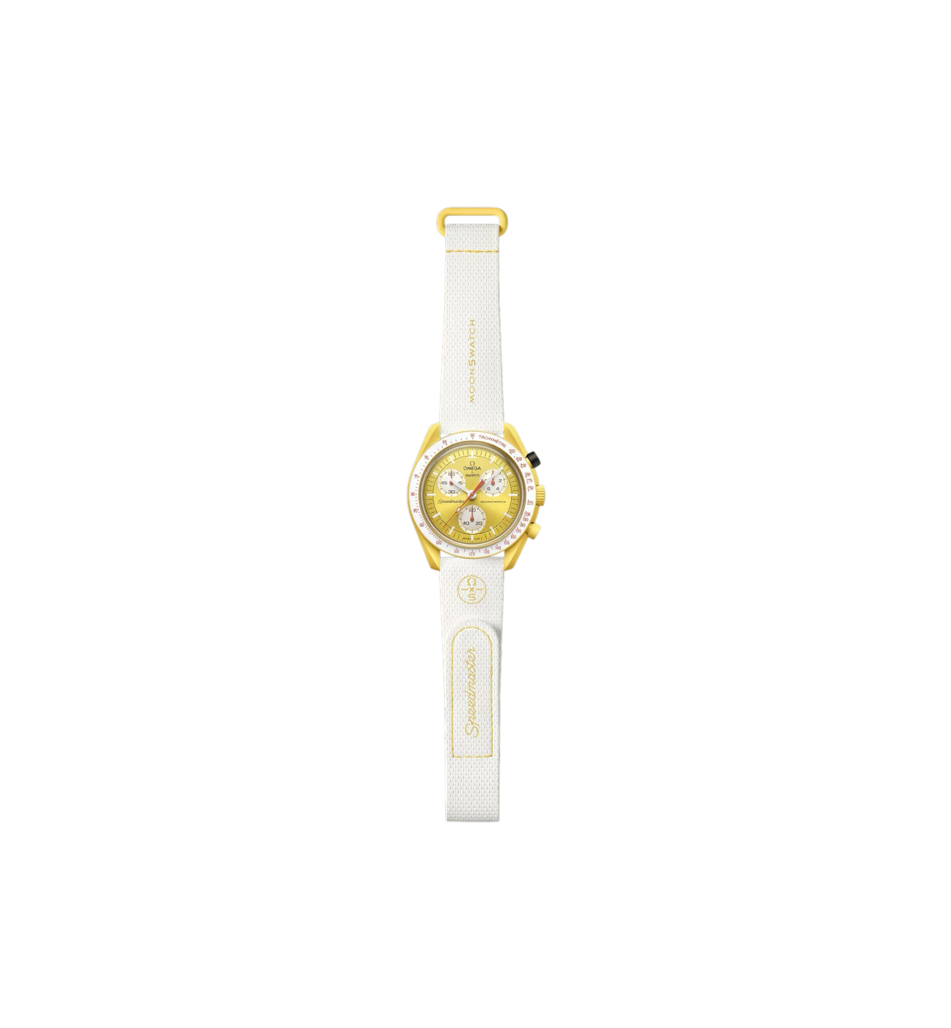 Swatch x Omega Bioceramic Moonswatch Mission to the Sun Solar Eclipse front view at Stashed UAE