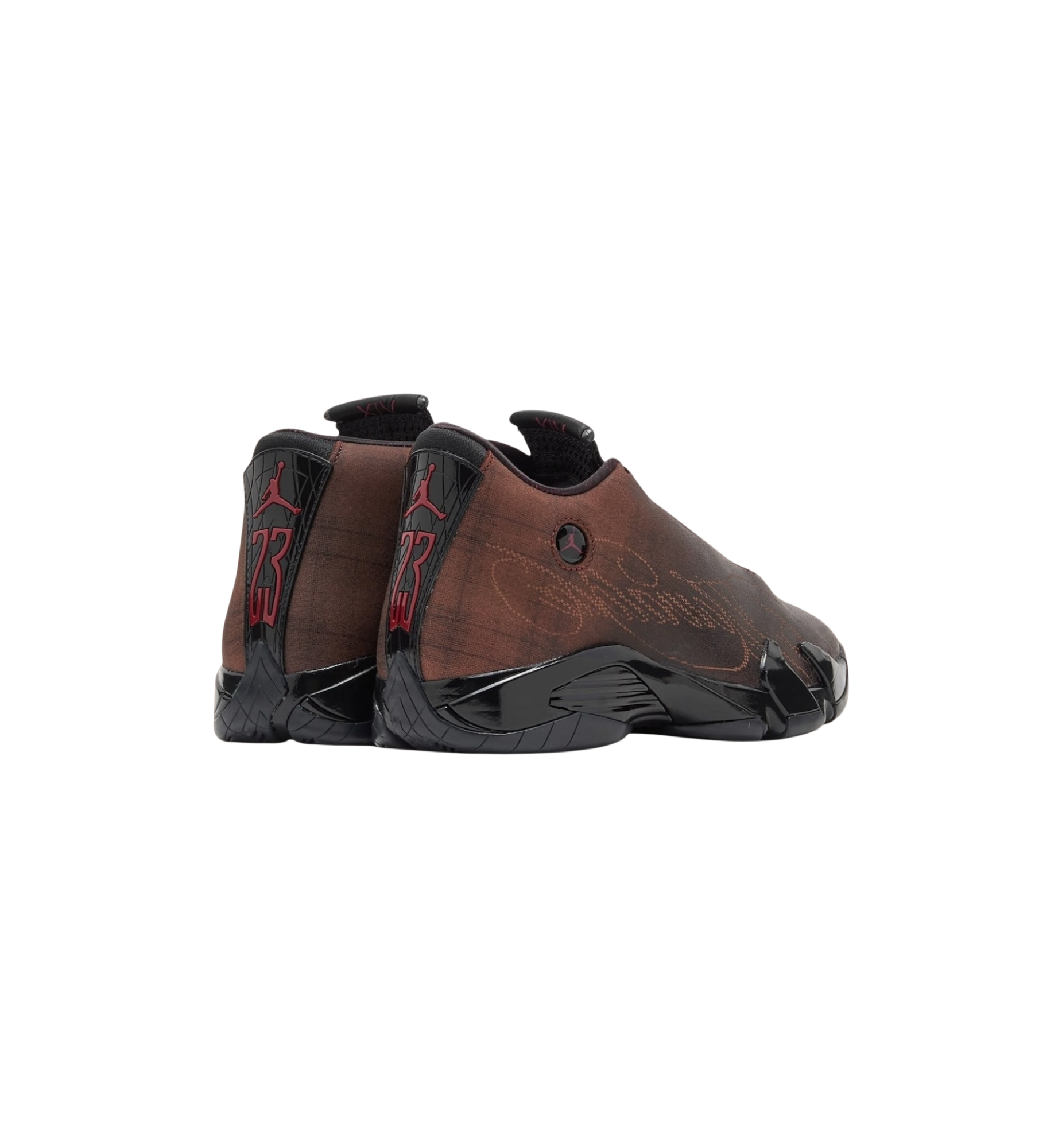 Air Jordan 14 Retro Mowalola Burnt Red heel view at Stashed UAE