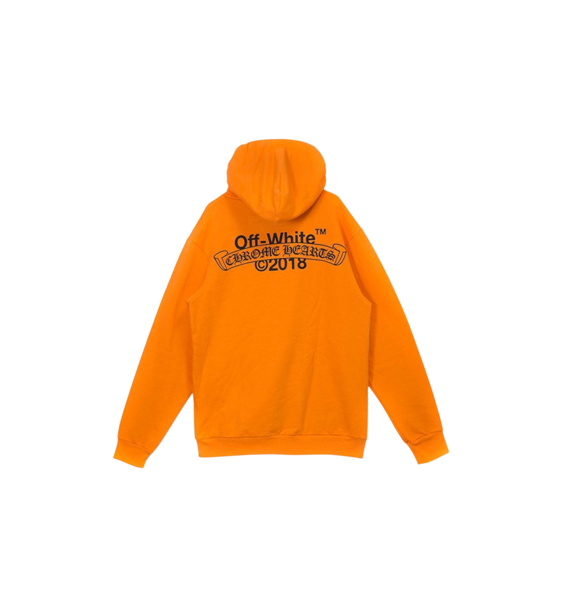 Chrome Hearts x OFF-WHITE 2018 Hoodie Orange/Black back view at Stashed UAE
