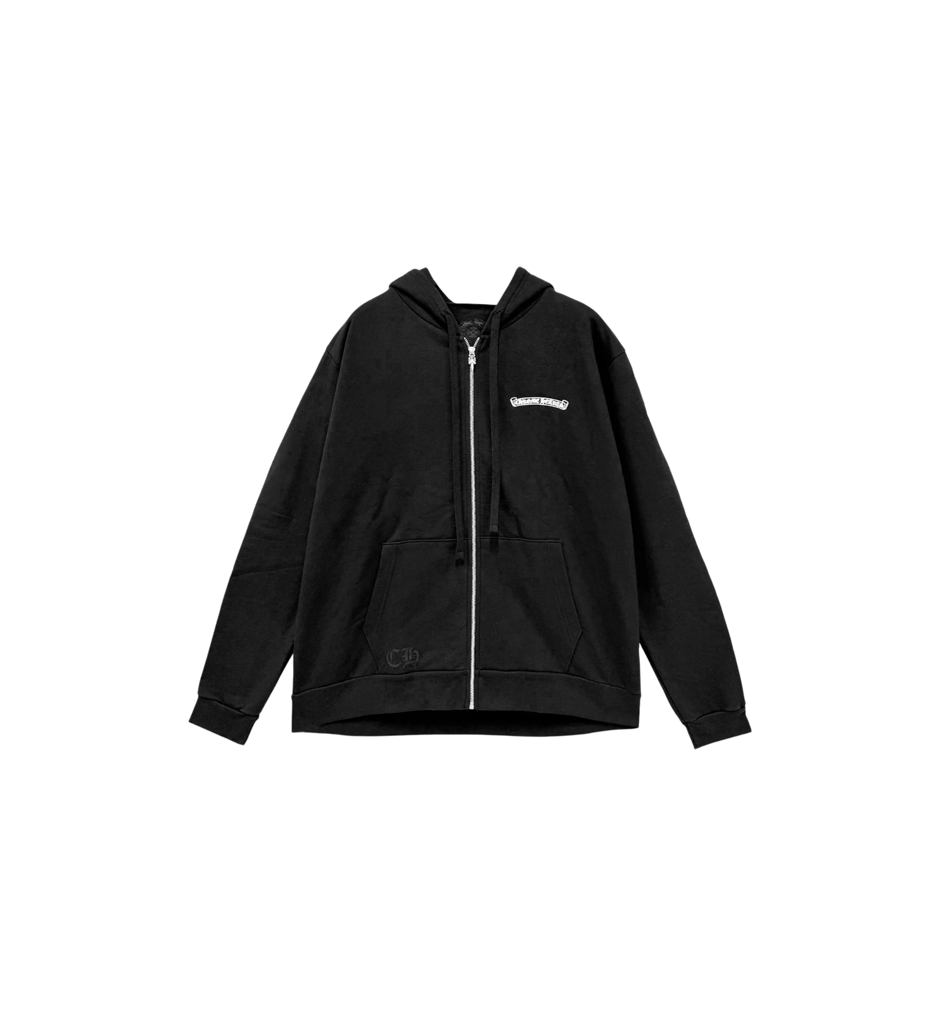 Chrome Hearts NYC Scroll Label Zip Up Hoodie Black at Stashed UAE