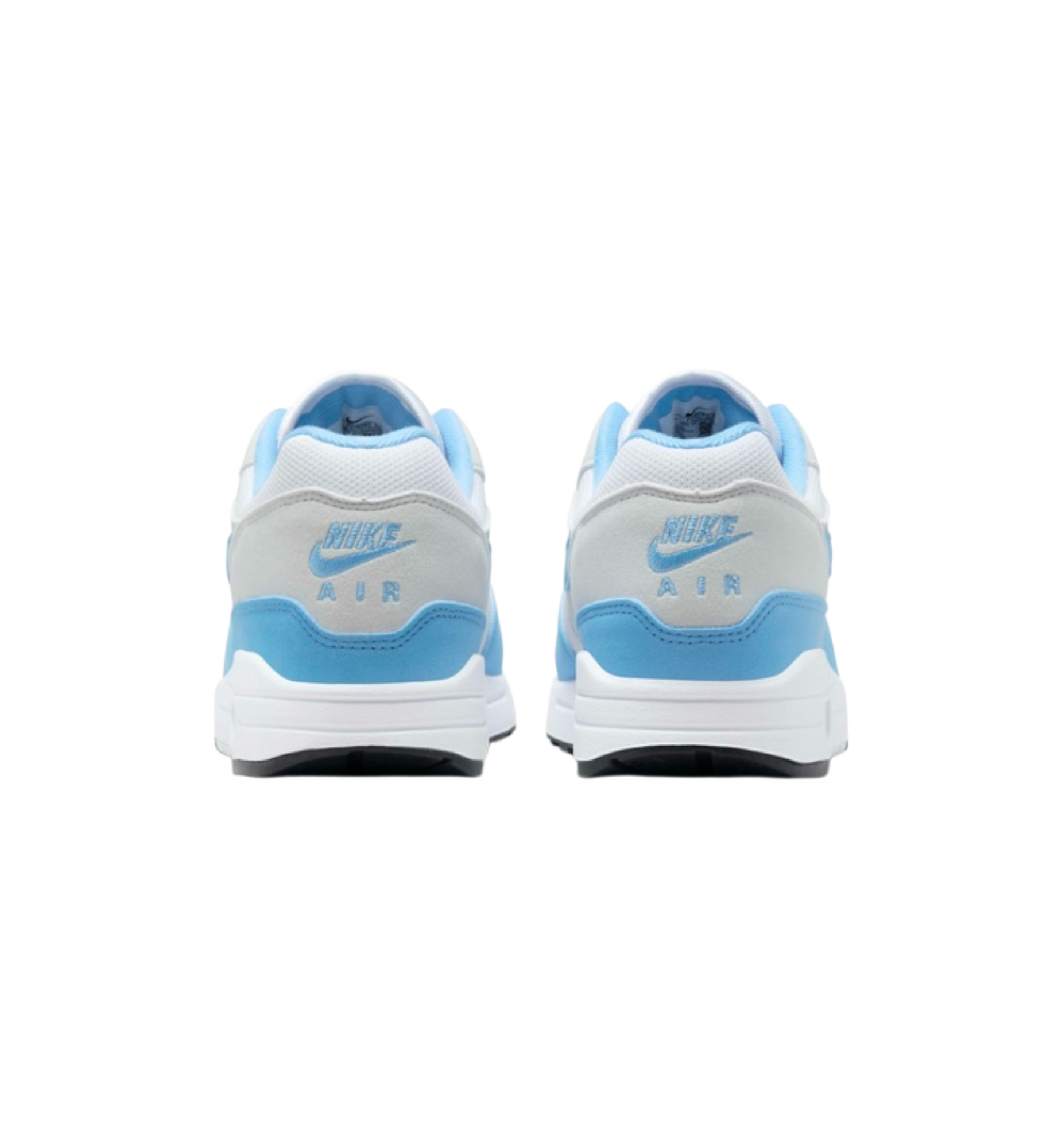 Nike Air Max 1 White University Blue heel view at Stashed UAE