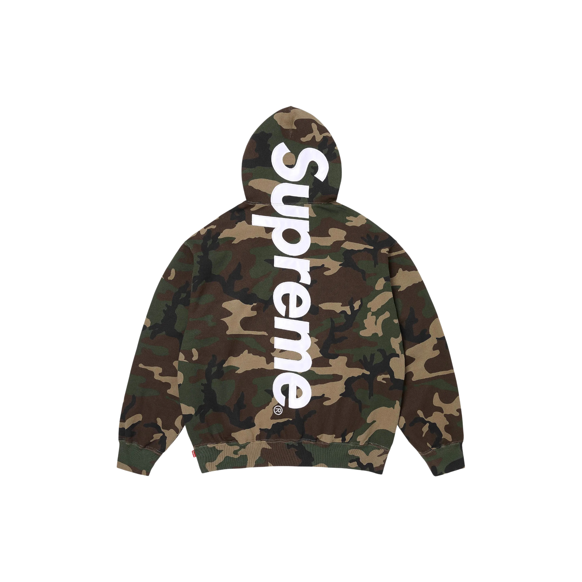 Supreme Satin Applique Hooded Sweatshirt SS26 Woodland Camo at Stashed UAE
