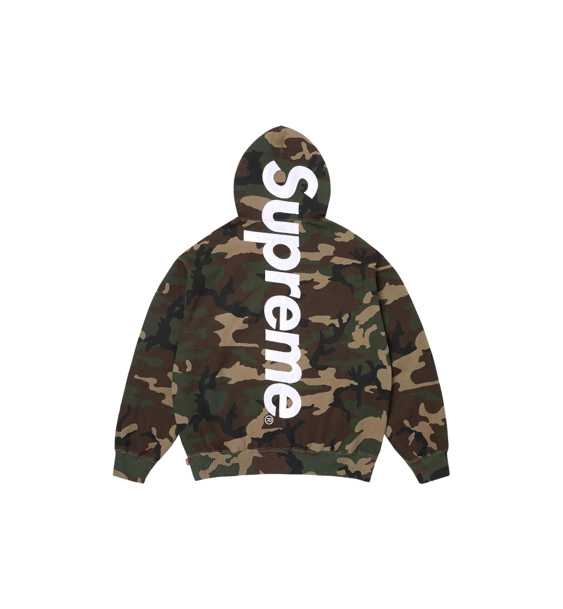 Supreme Satin Applique Hooded Sweatshirt SS26 Woodland Camo at Stashed UAE