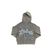 Mixed Emotion Rhinestone Hoodie Grey back view at Stashed UAE