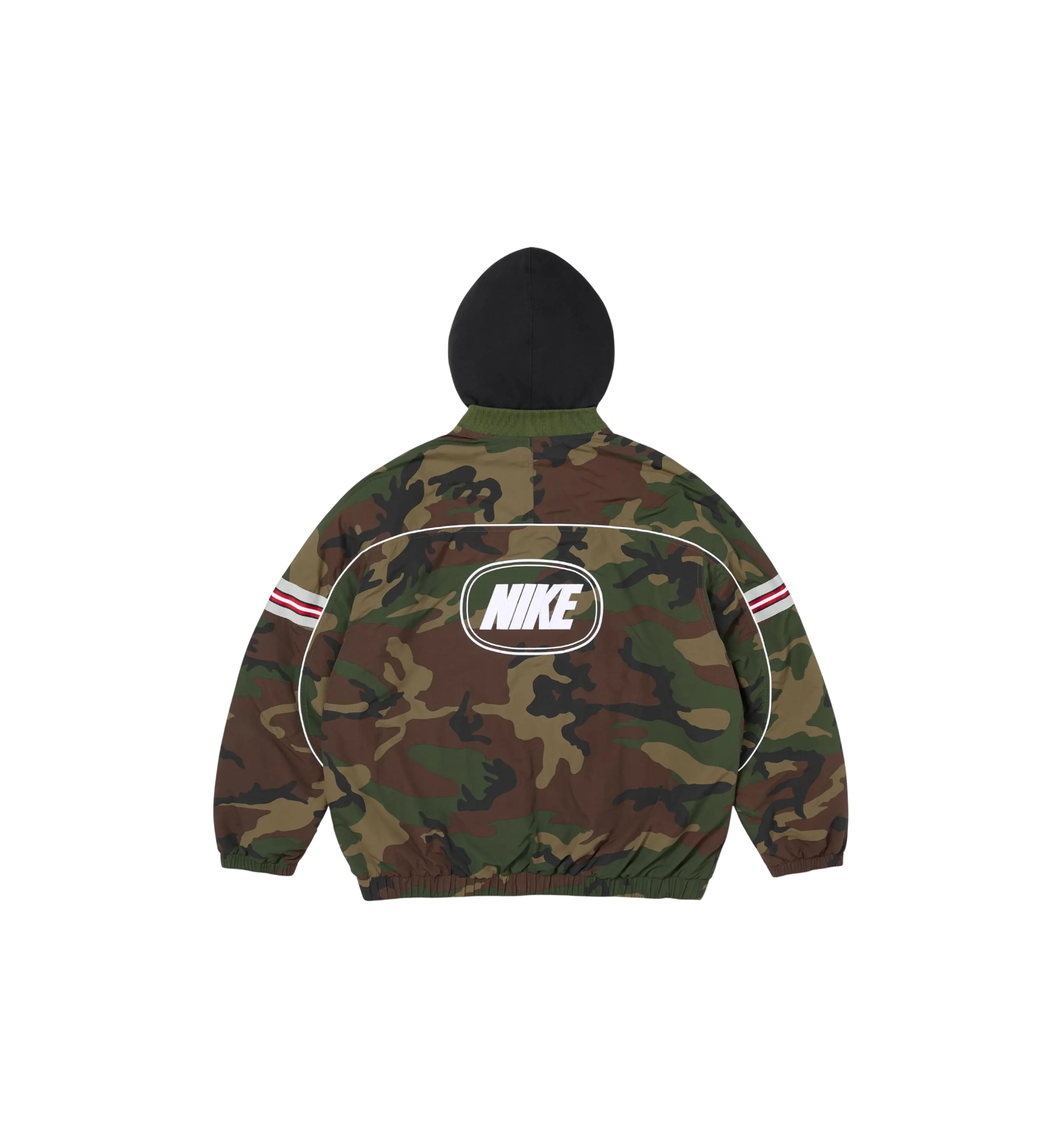 Supreme Nike Nylon Hooded Jacket Woodland Camo back view at Stashed UAE