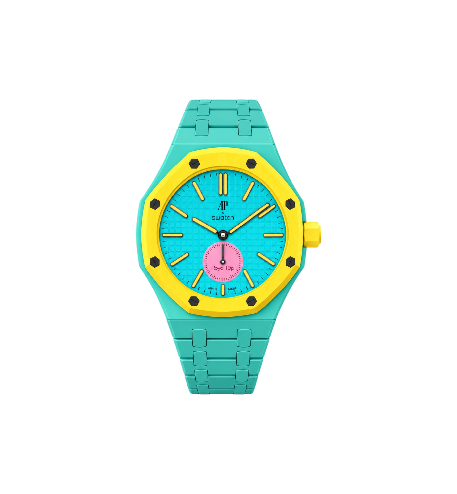 Swatch x Audemars Piguet Bioceramic Royal Pop Watch & Bracelet Bundle Otg Roz/Teal at Stashed UAE