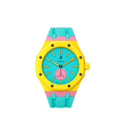 Swatch x Audemars Piguet Bioceramic Royal Pop Watch & Rubber Bracelet Bundle Otg Roz/Pink/Turquoise at Stashed UAE