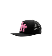 Chrome Hearts Pink Triple Cross Patch Trucker Cap Black side view at Stashed UAE