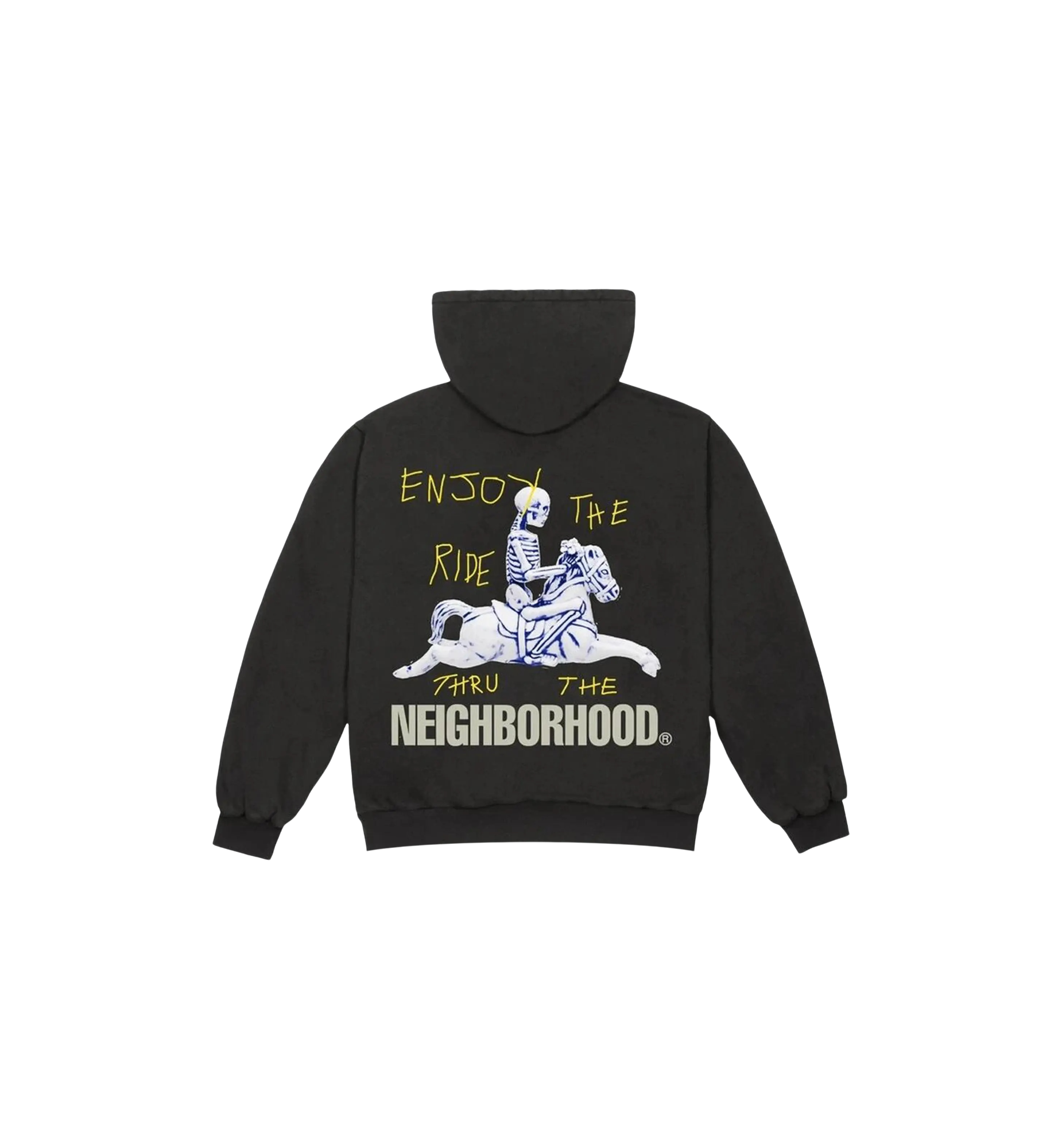 Travis Scott Cactus Jack x Neighborhood Carousel Hoodie Black back view at Stashed UAE