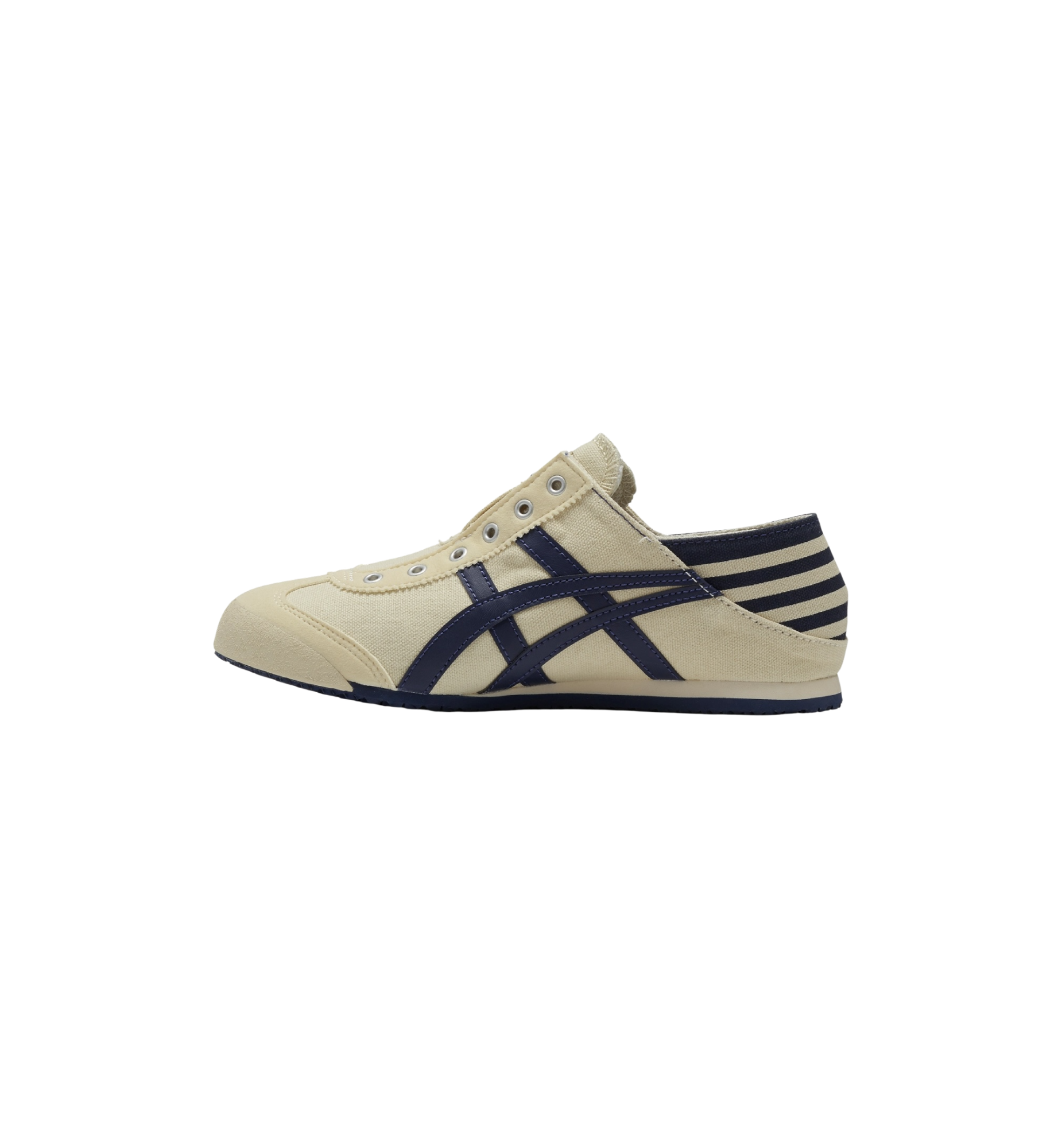Onitsuka Tiger Mexico 66 Paraty Natural Navy side view at Stashed UAE