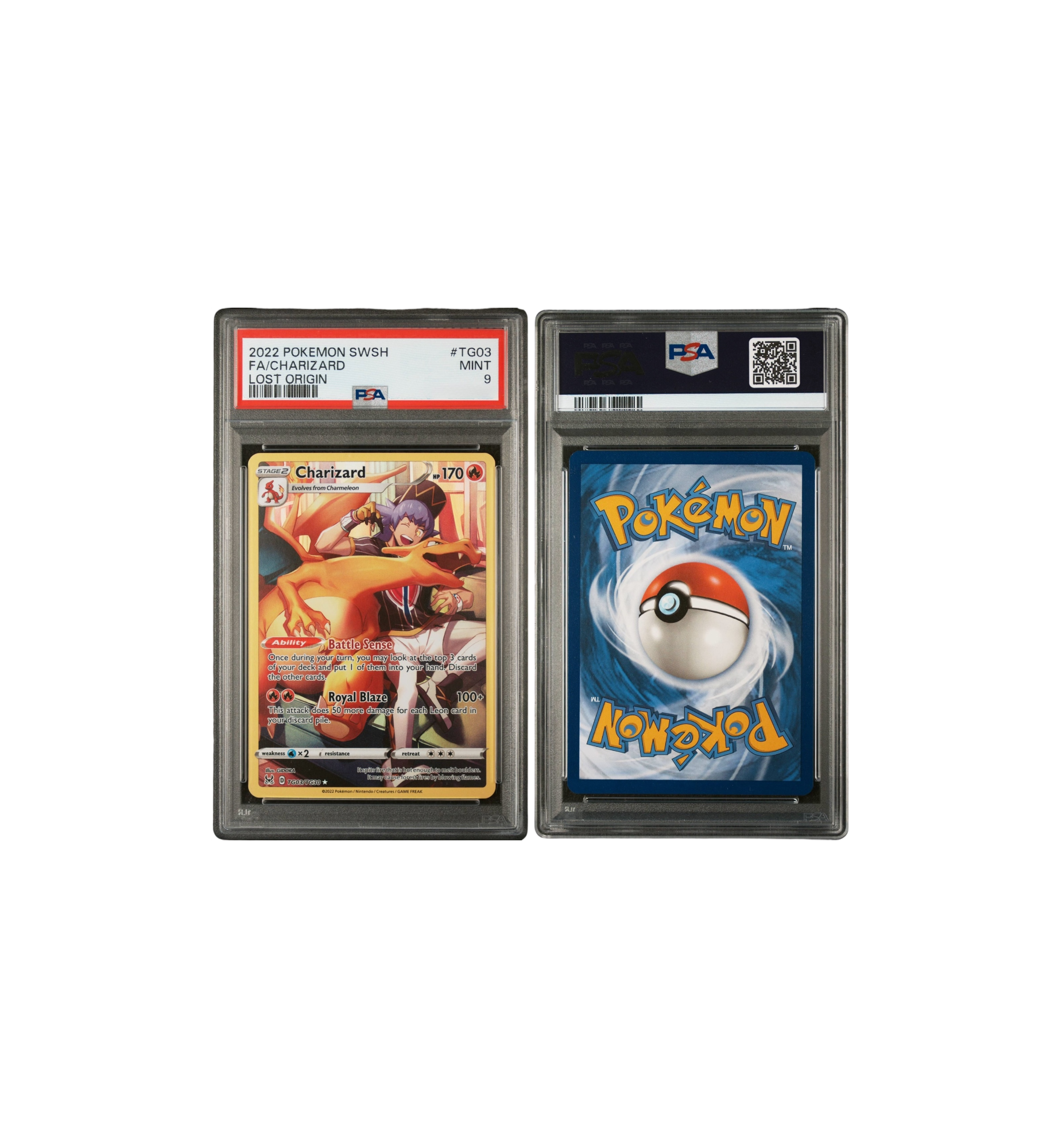 2022 Pokemon Sword & Shield Lost Origin Full Art MINT 9 Charizard close-up detail at Stashed UAE