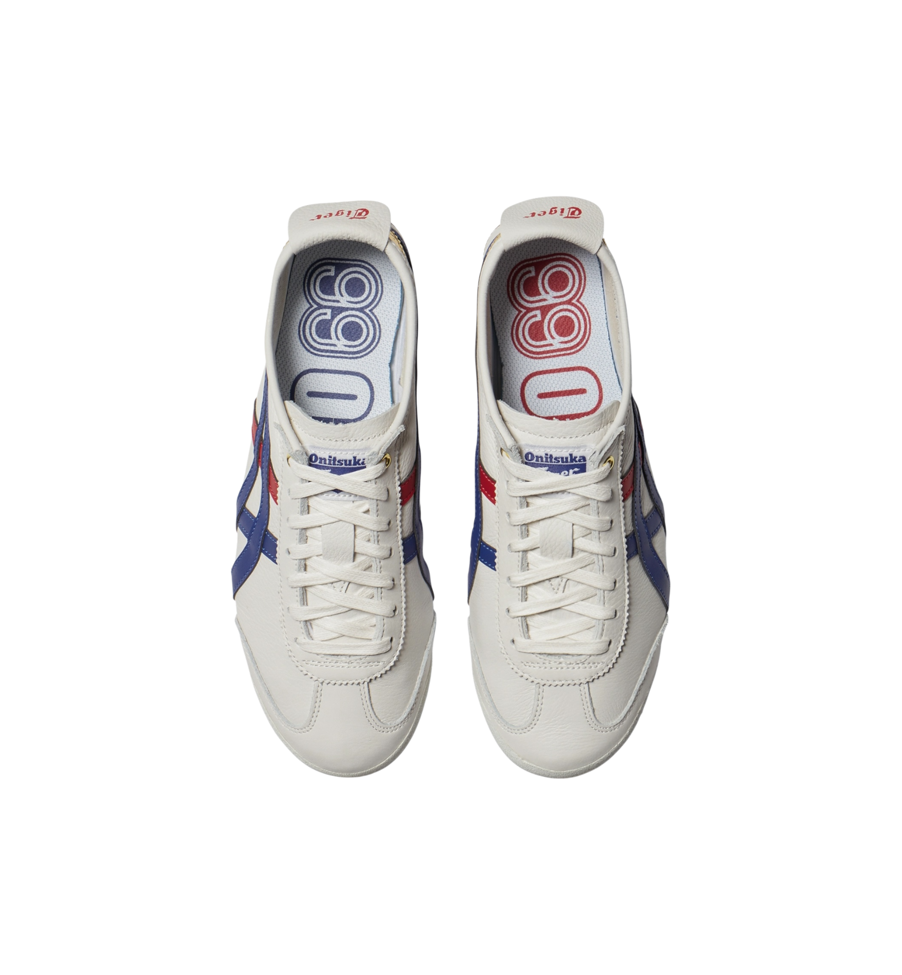 Onitsuka Tiger Mexico 66 White Blue Red Metallic Gold top view at Stashed UAE