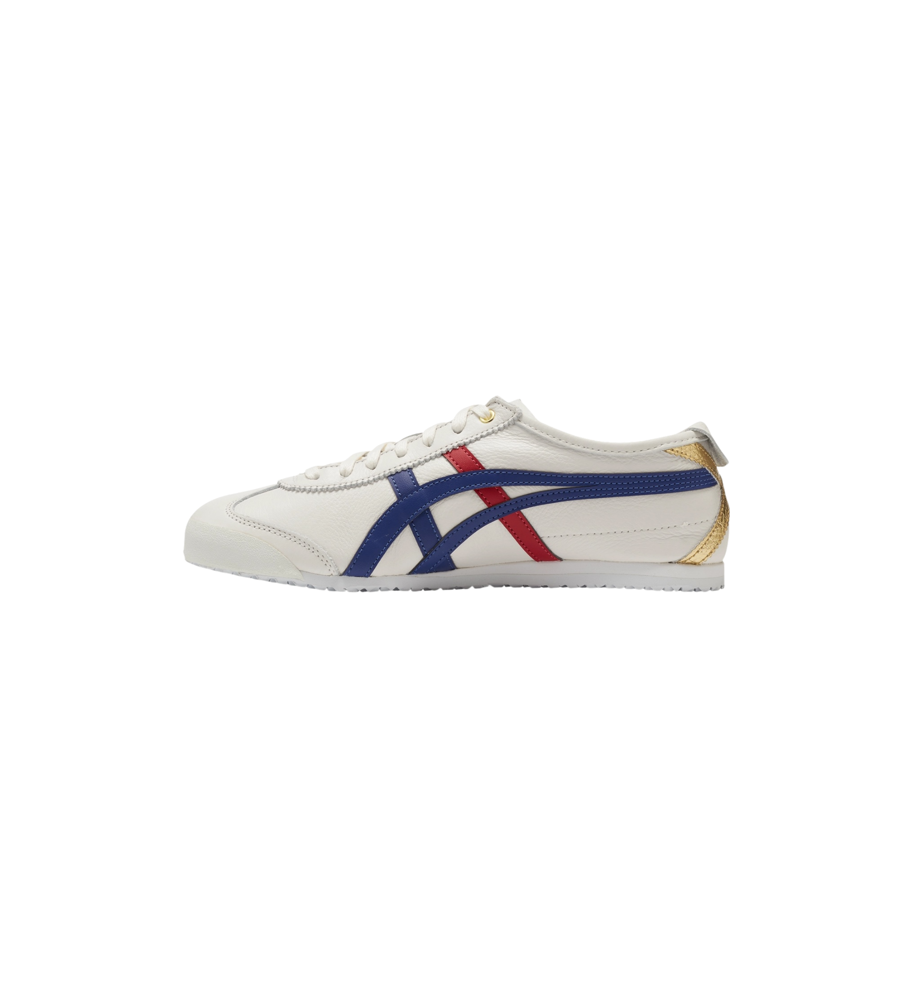 Onitsuka Tiger Mexico 66 White Blue Red Metallic Gold side view at Stashed UAE