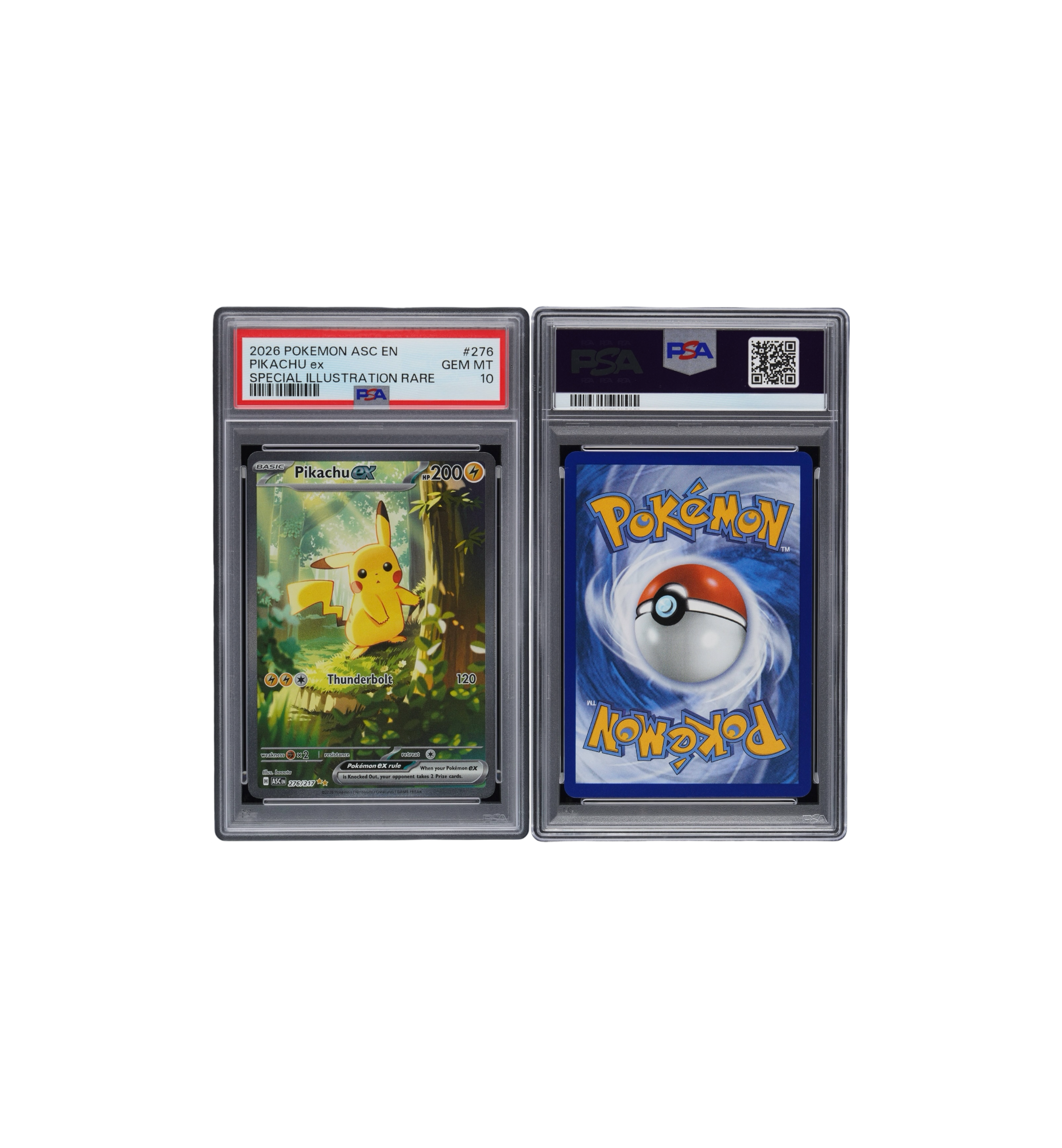 2026 Pokemon ASC EN Special Illustration Rare GEM MT 10 Pikachu ex close-up detail at Stashed UAE
