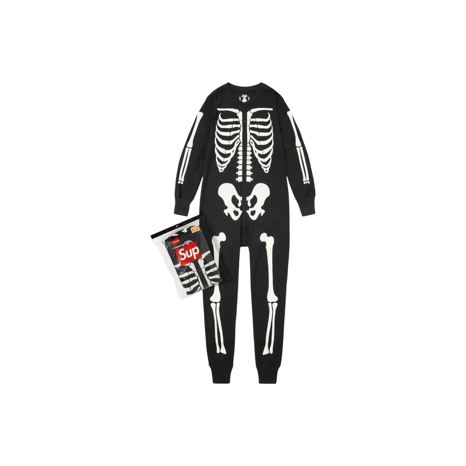 Supreme Hanes Bones Thermal Union Suit Black at Stashed UAE